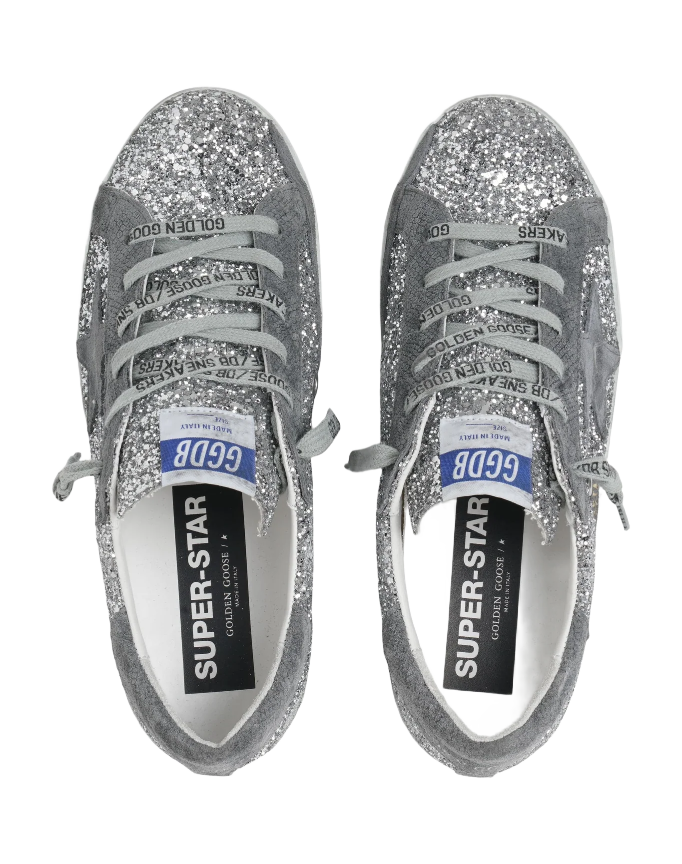 Women | Super-Star Sneakers Silver Glitter & Dark Gray Suede | Silver x Dark Grey - Image 6