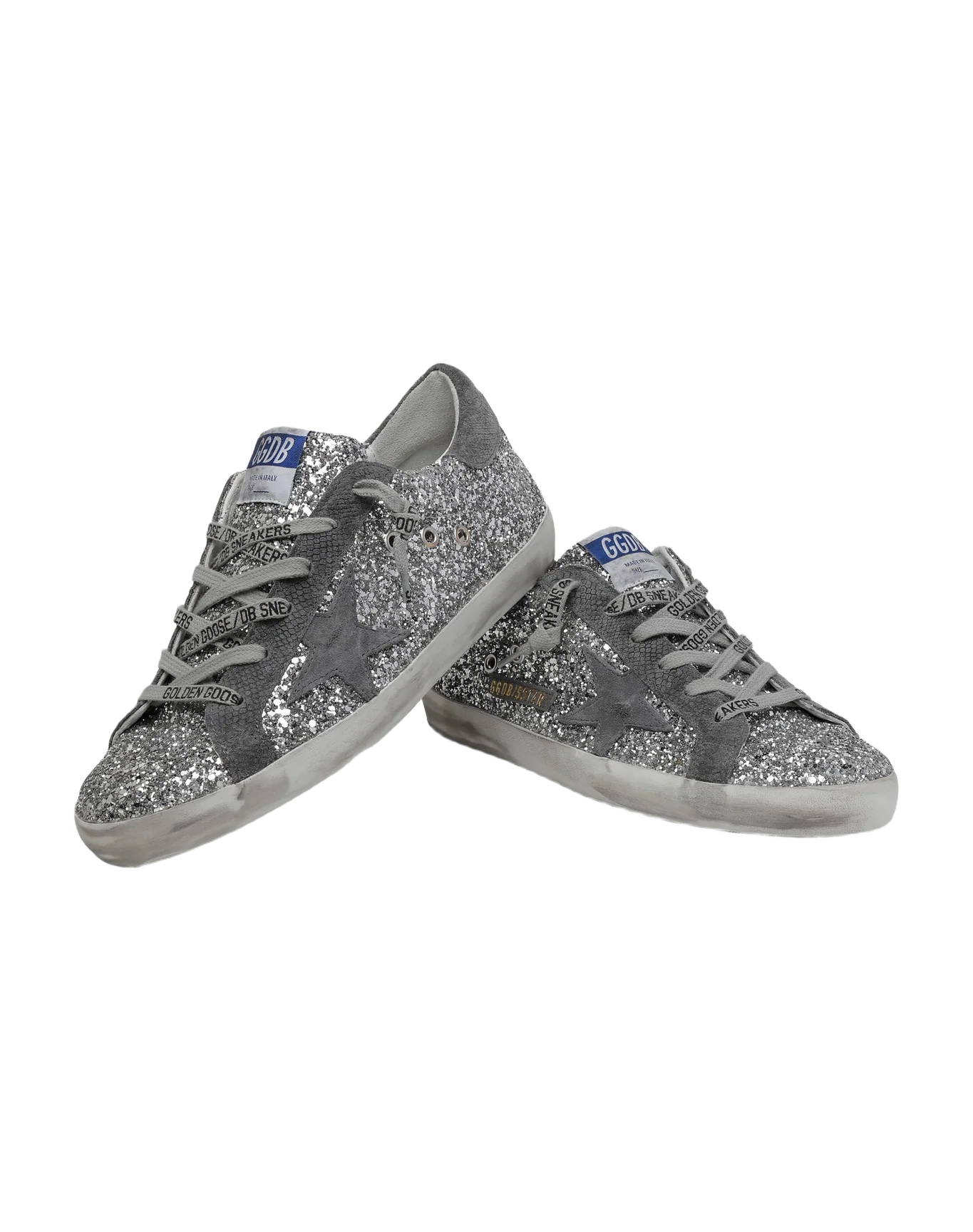 Women | Super-Star Sneakers Silver Glitter & Dark Gray Suede | Silver x Dark Grey - Image 8