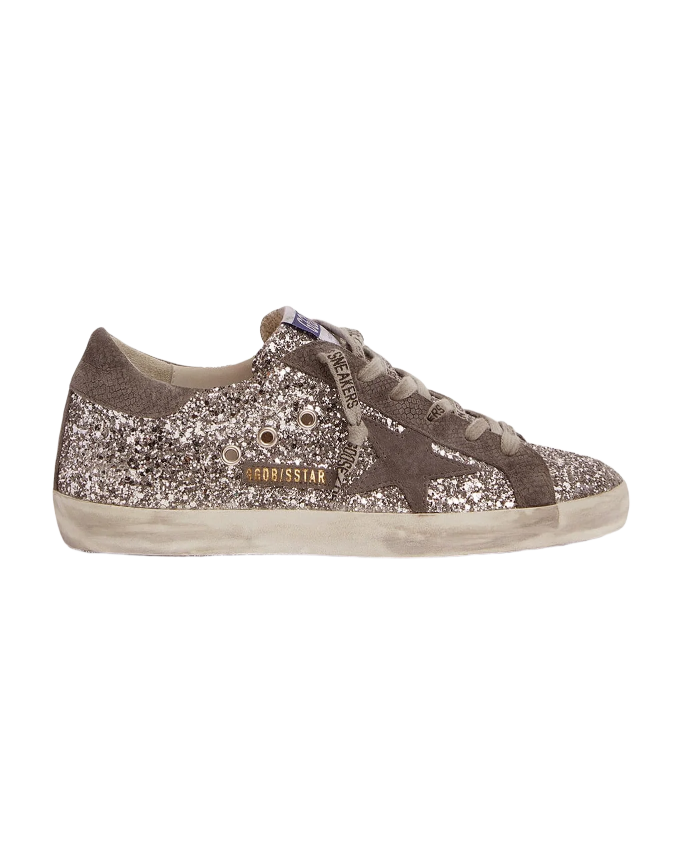 Women | Super-Star Sneakers Silver Glitter & Dark Gray Suede | Silver x Dark Grey - Image 9