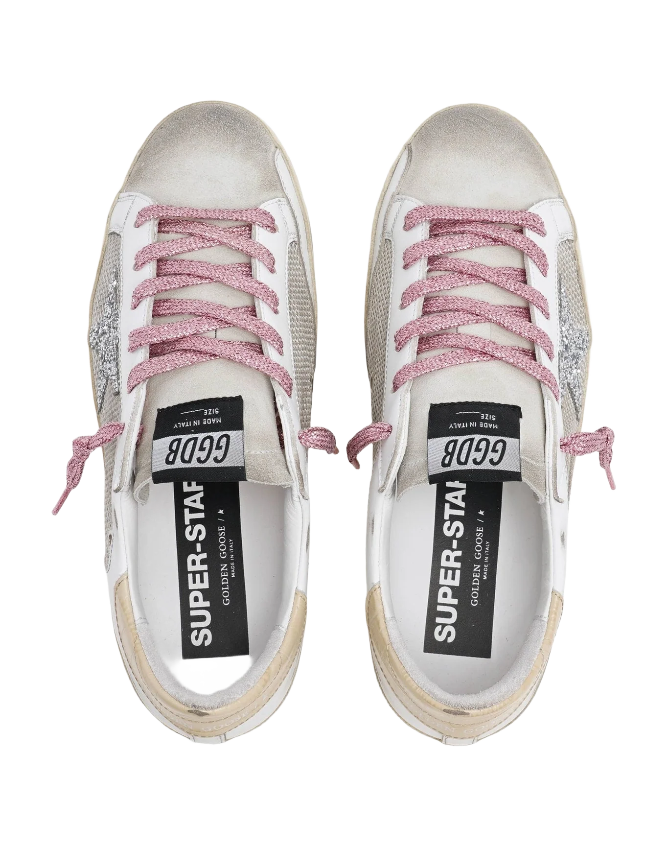 Women | Super-Star Sneakers White Leather & Silver Mesh | Light Silver x White x Ice x Silver x Beige