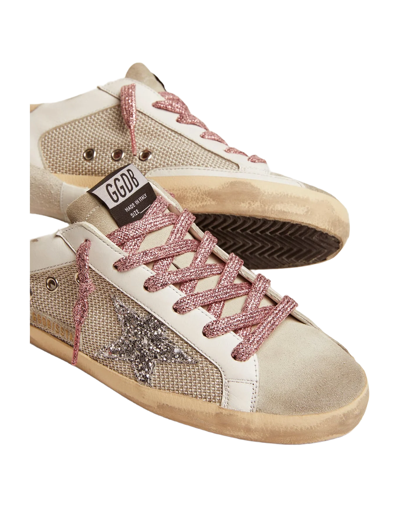 Women | Super-Star Sneakers White Leather & Silver Mesh | Light Silver x White x Ice x Silver x Beige - Image 5