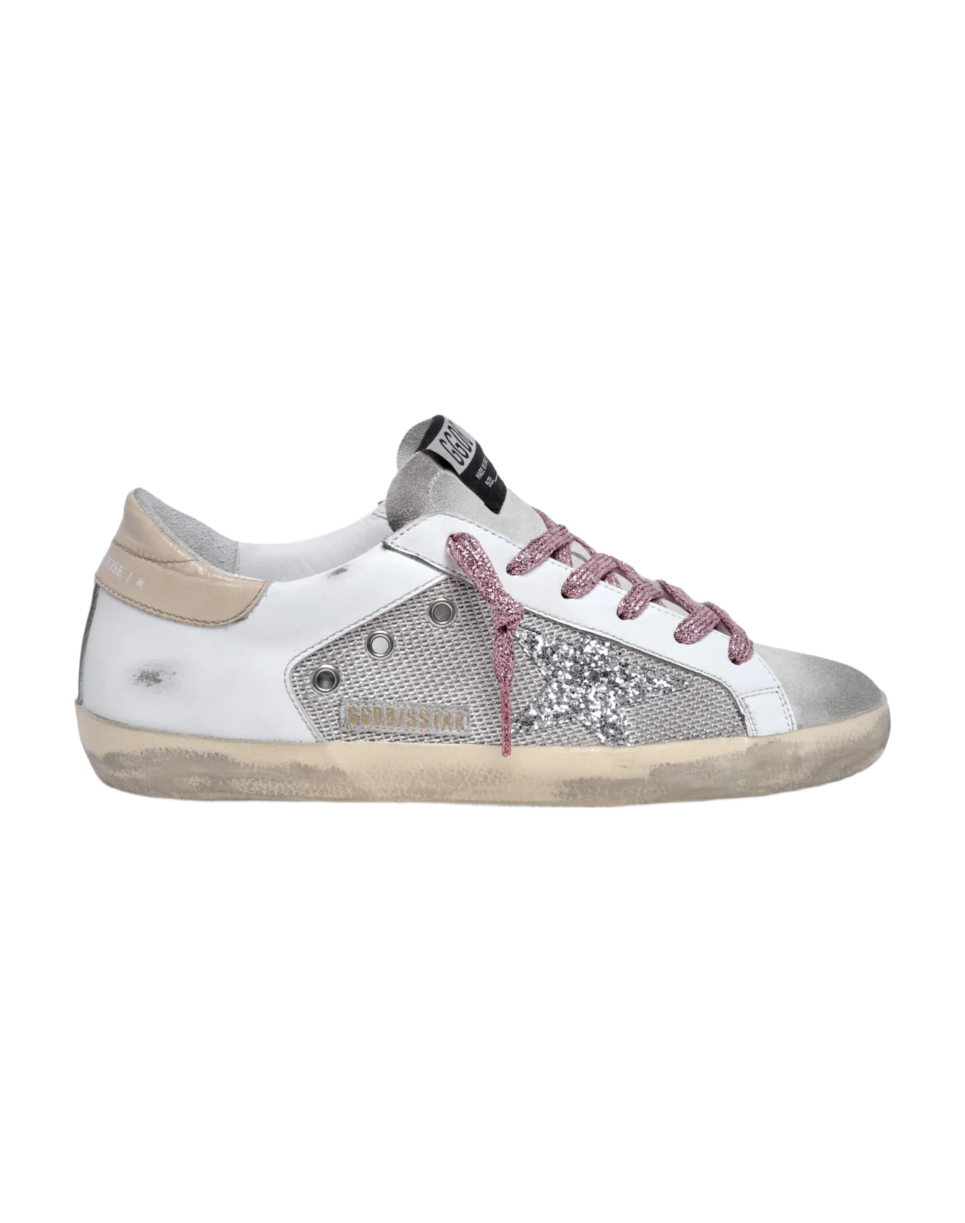 Women | Super-Star Sneakers White Leather & Silver Mesh | Light Silver x White x Ice x Silver x Beige - Image 6
