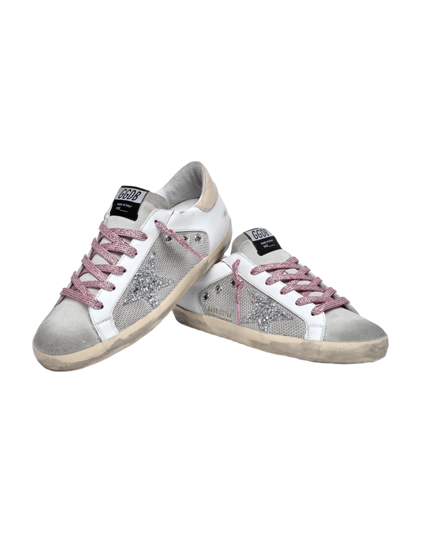 Women | Super-Star Sneakers White Leather & Silver Mesh | Light Silver x White x Ice x Silver x Beige - Image 8