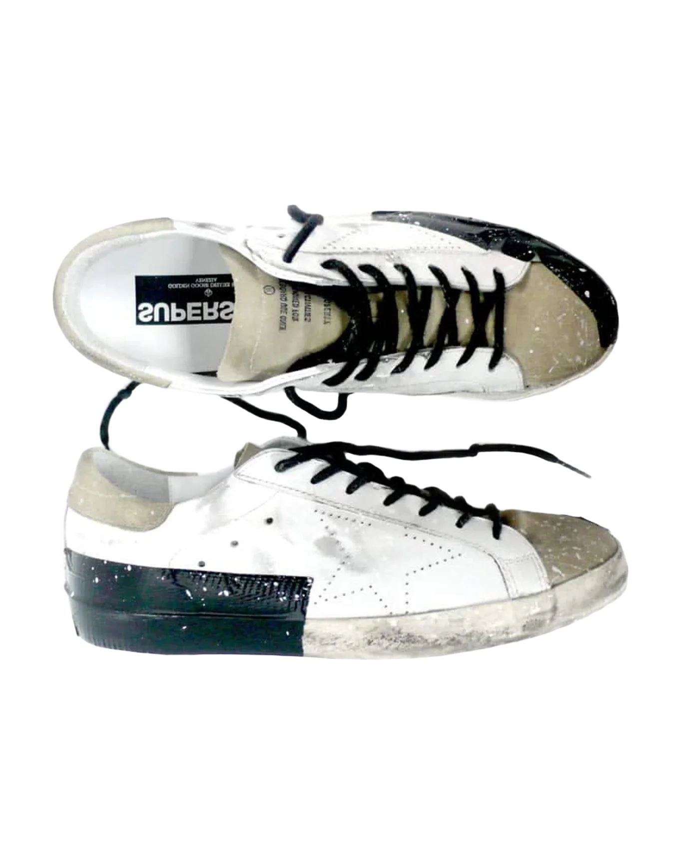 Women | Super-Star Sneakers White Leather with Black Scotch & Suede Toe | White x Ice