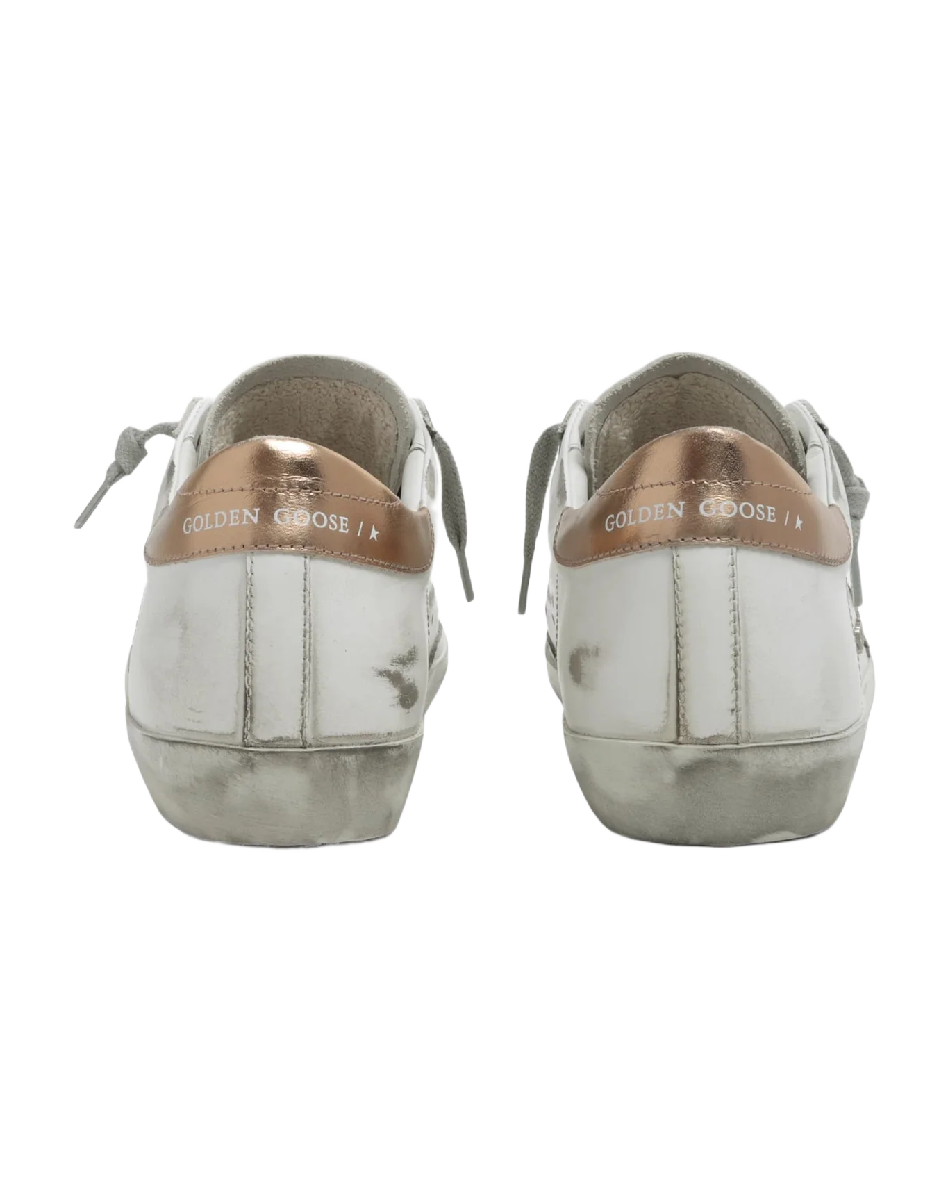 Women | Super-Star Sneakers White Leather with Bronze Heel Tab | White x Gold - Image 3