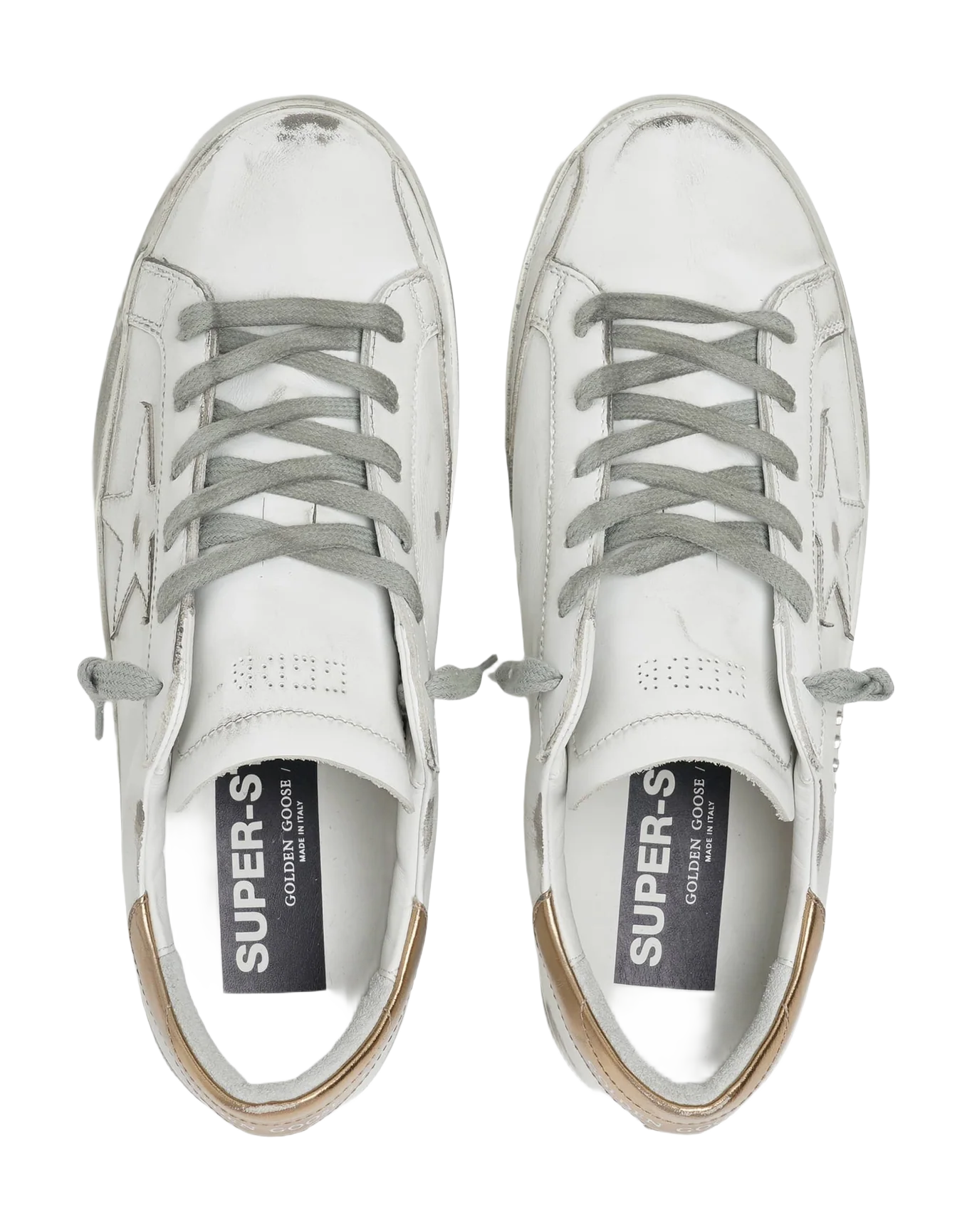 Women | Super-Star Sneakers White Leather with Bronze Heel Tab | White x Gold - Image 7