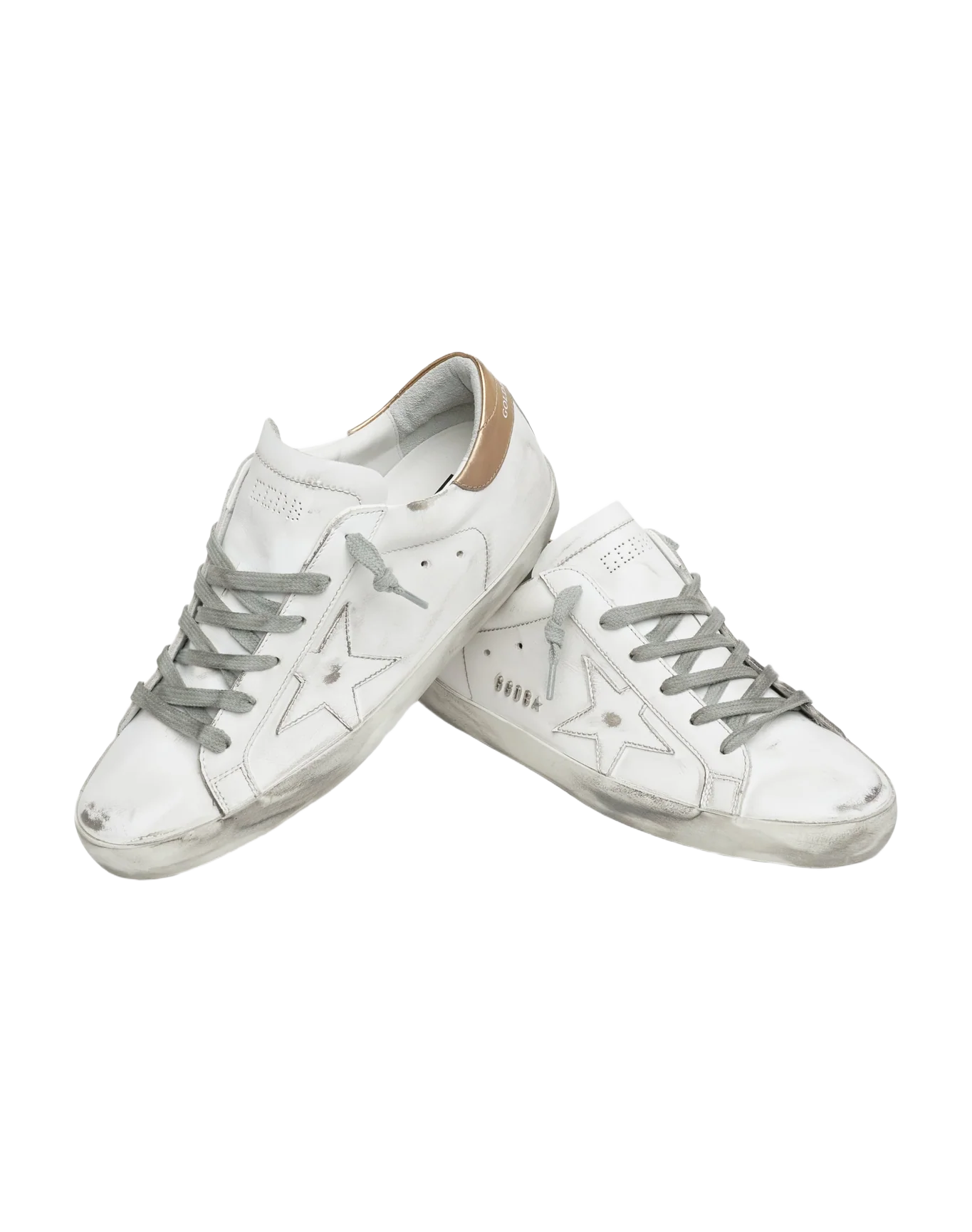 Women | Super-Star Sneakers White Leather with Bronze Heel Tab | White x Gold - Image 8