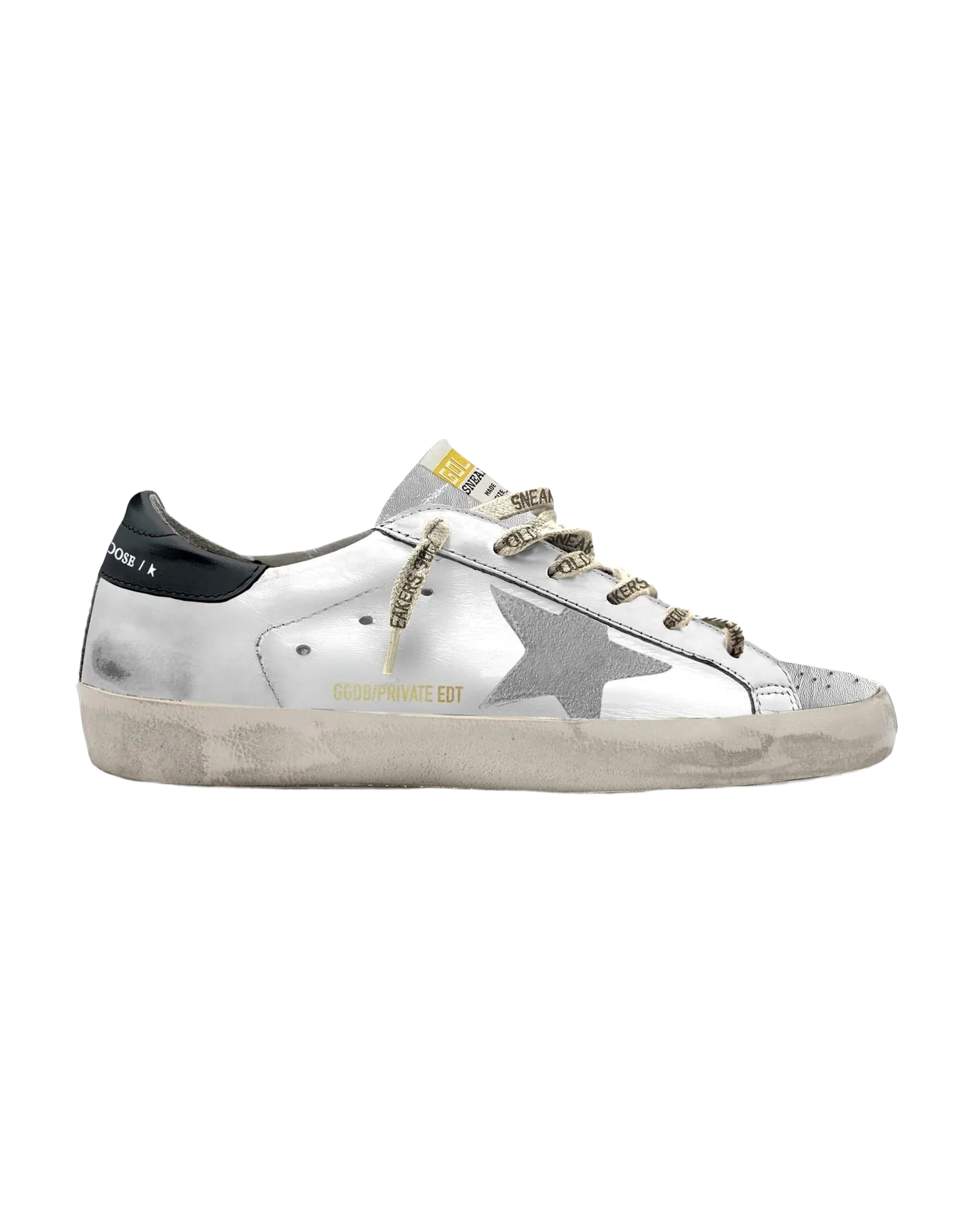 Women | Super-Star Sneakers White Leather with Laminated Star & Tongue | White x Taupe x Black