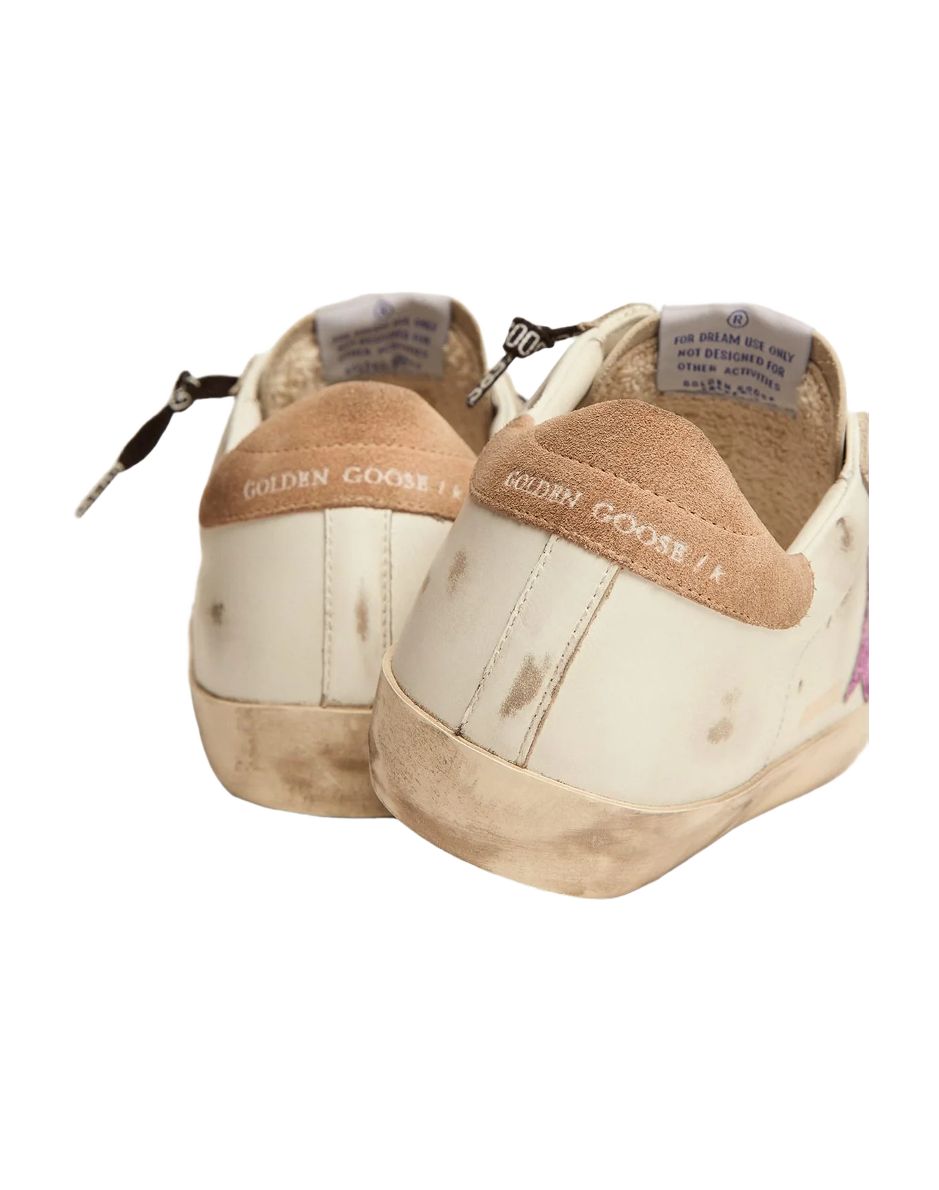 Women | Super-Star Sneakers White Leather with Lavender-Colored Glitter Star | White x Lavander x Beige - Image 8