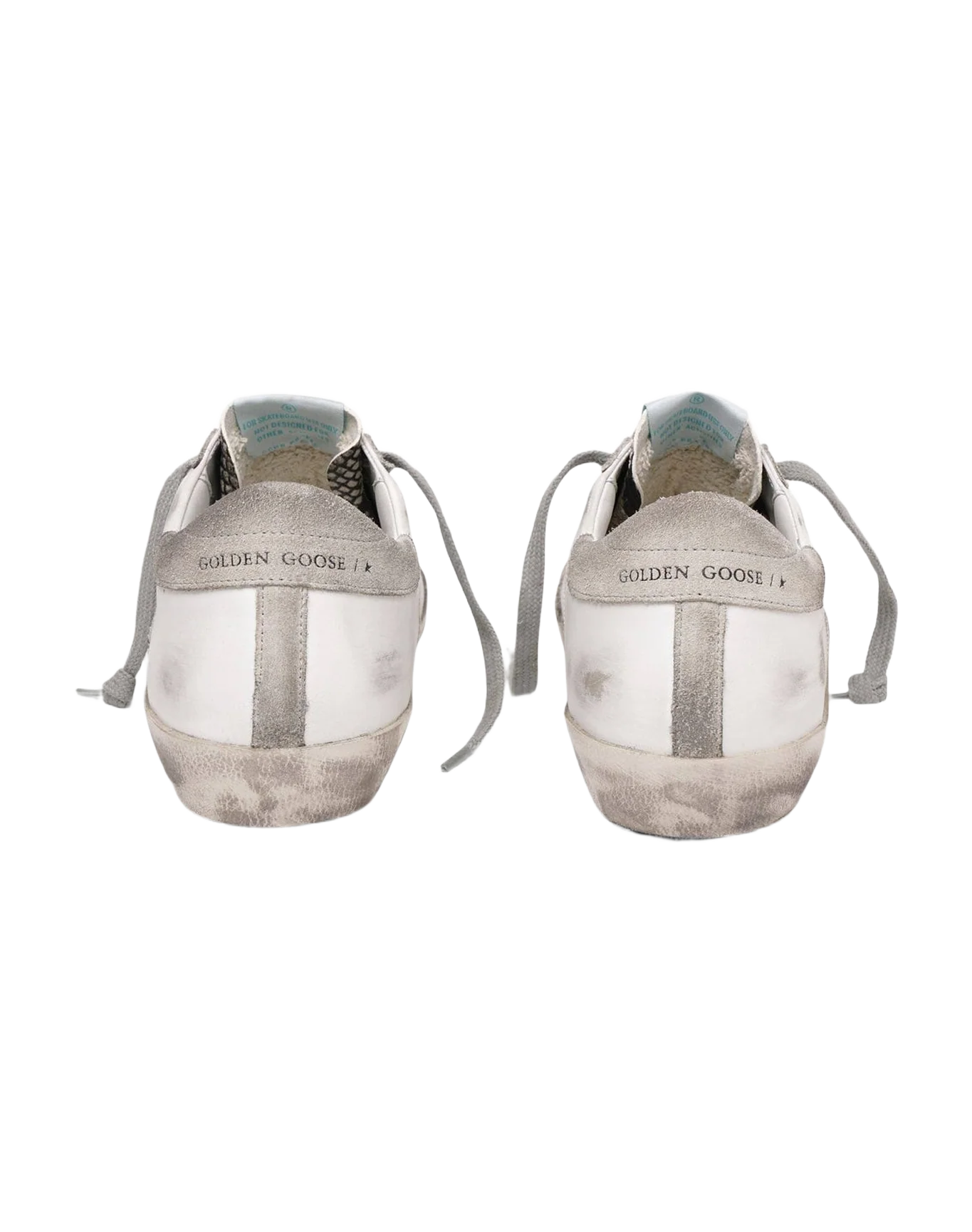 Women | Super-Star Sneakers White Leather with Silver Leather Star & Beige Suede Heel Tab & Snake Print Insert