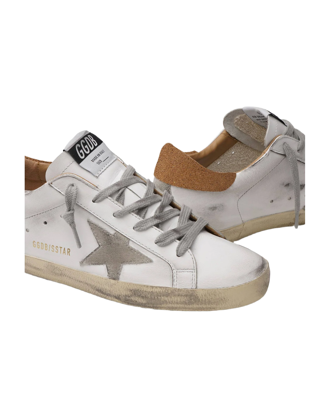 Women | Super-Star Sneakers White Leather with Silver Leather Star & Brown Heel Tab | White x Ice x Sand - Image 2