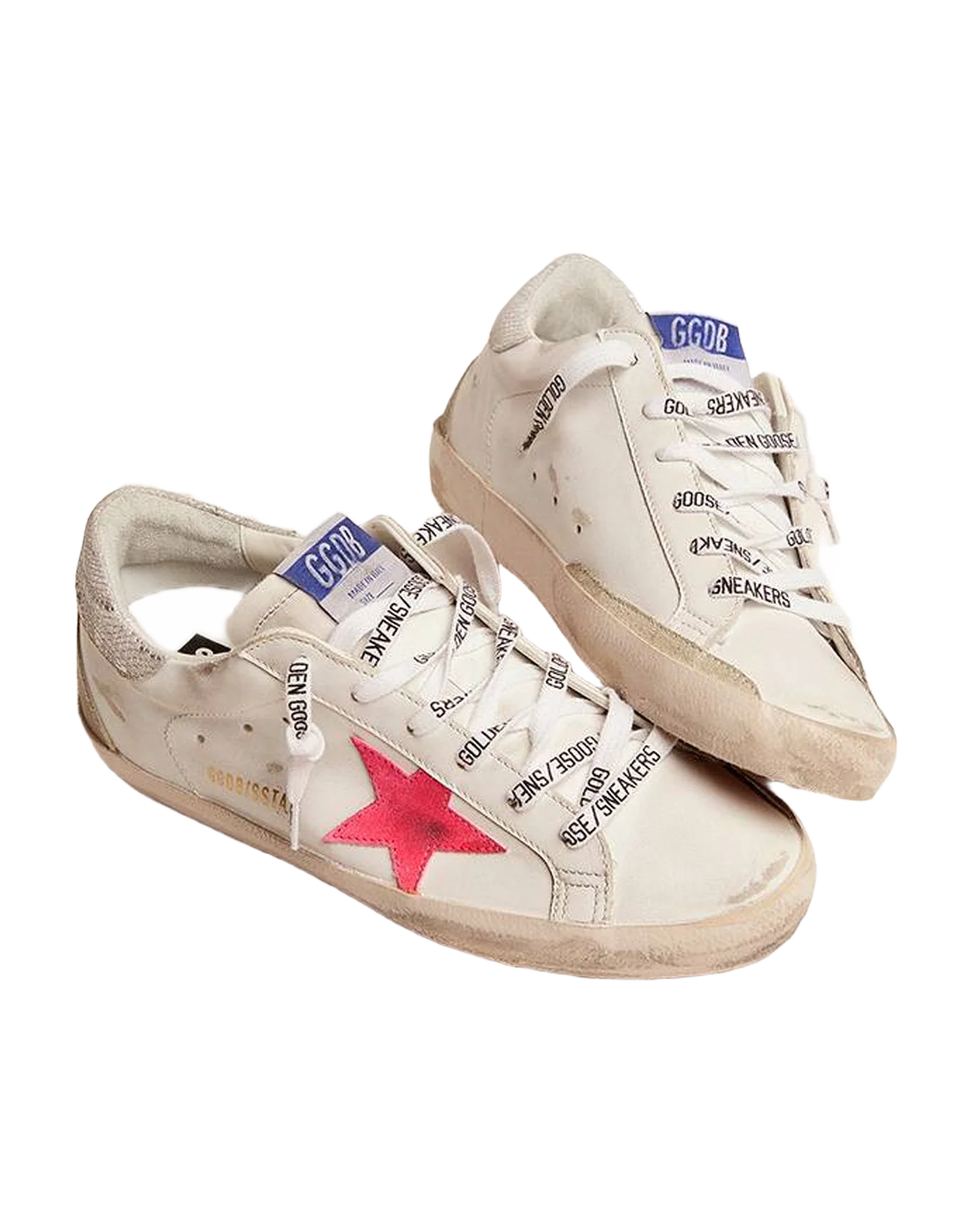 Women | Super-Star Sneakers White Leather with Suede Red Star & Python Print Heel Tab | White x Lobster Fluo x Ice x Silver - Image 5
