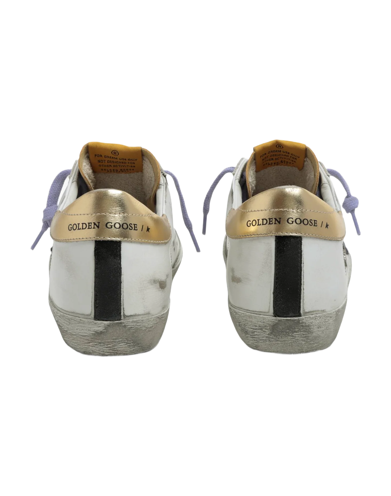 Women | Super-Star Sneakers White Leather with Tartan Star & Gold Laminated Heel Tab | White x Sand x Multicolor x Gold - Image 2