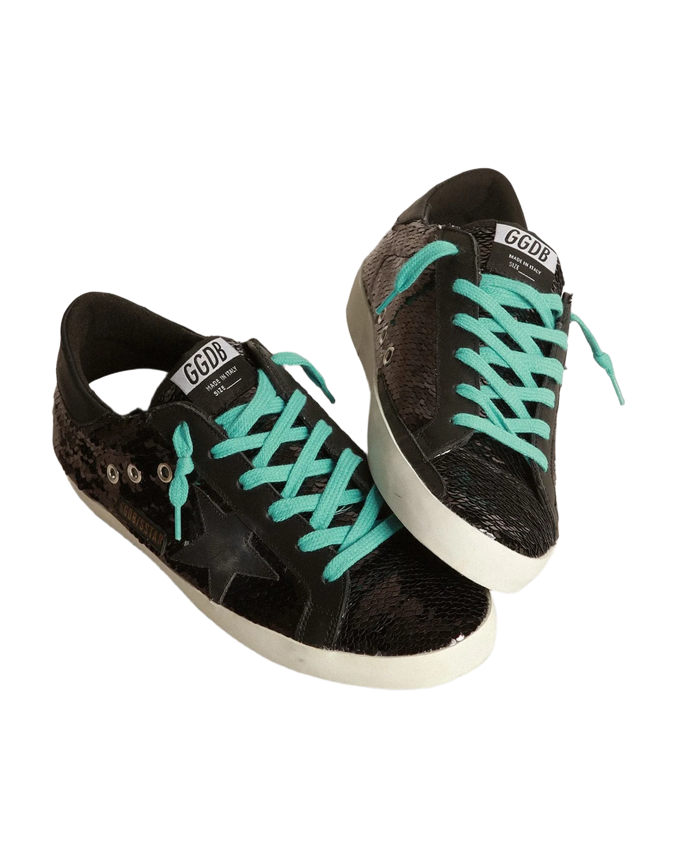 Women | Super-Star Sneakers with All-Over Black Sequins | Black - Image 2
