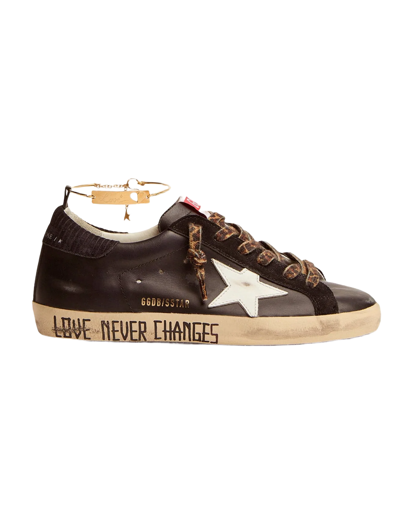 Women | Super-Star Sneakers with Black Upper & Gold Ankle Guard | Black x White - Image 4