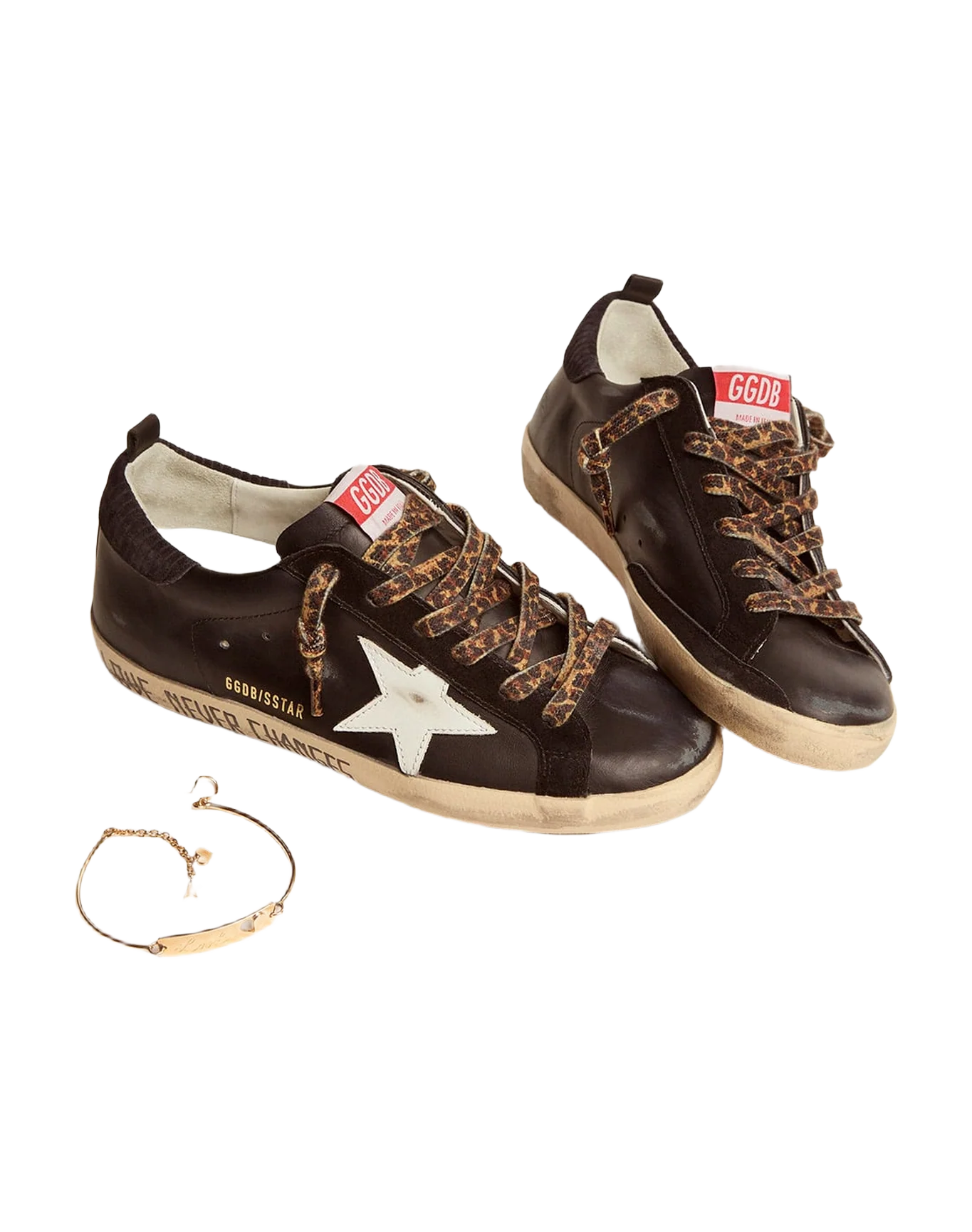Women | Super-Star Sneakers with Black Upper & Gold Ankle Guard | Black x White - Image 5