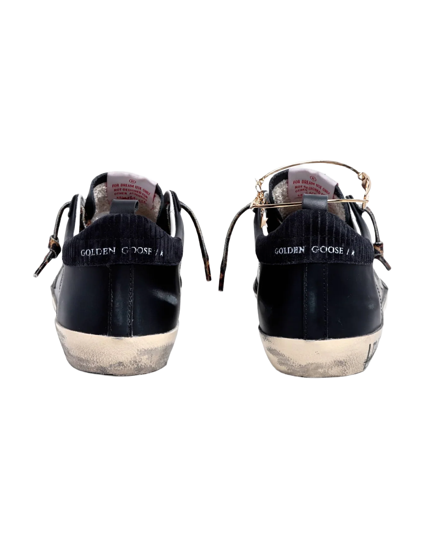 Women | Super-Star Sneakers with Black Upper & Gold Ankle Guard | Black x White - Image 6