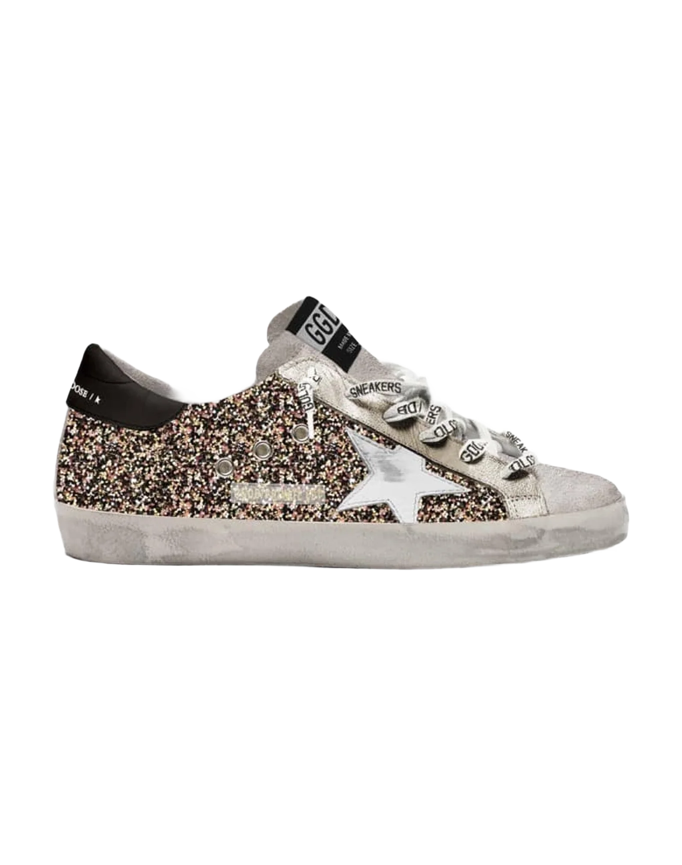 Women | Super-Star Sneakers with Glitter & Leather White Star | Black Pink x Ice x Platinum x White x Black