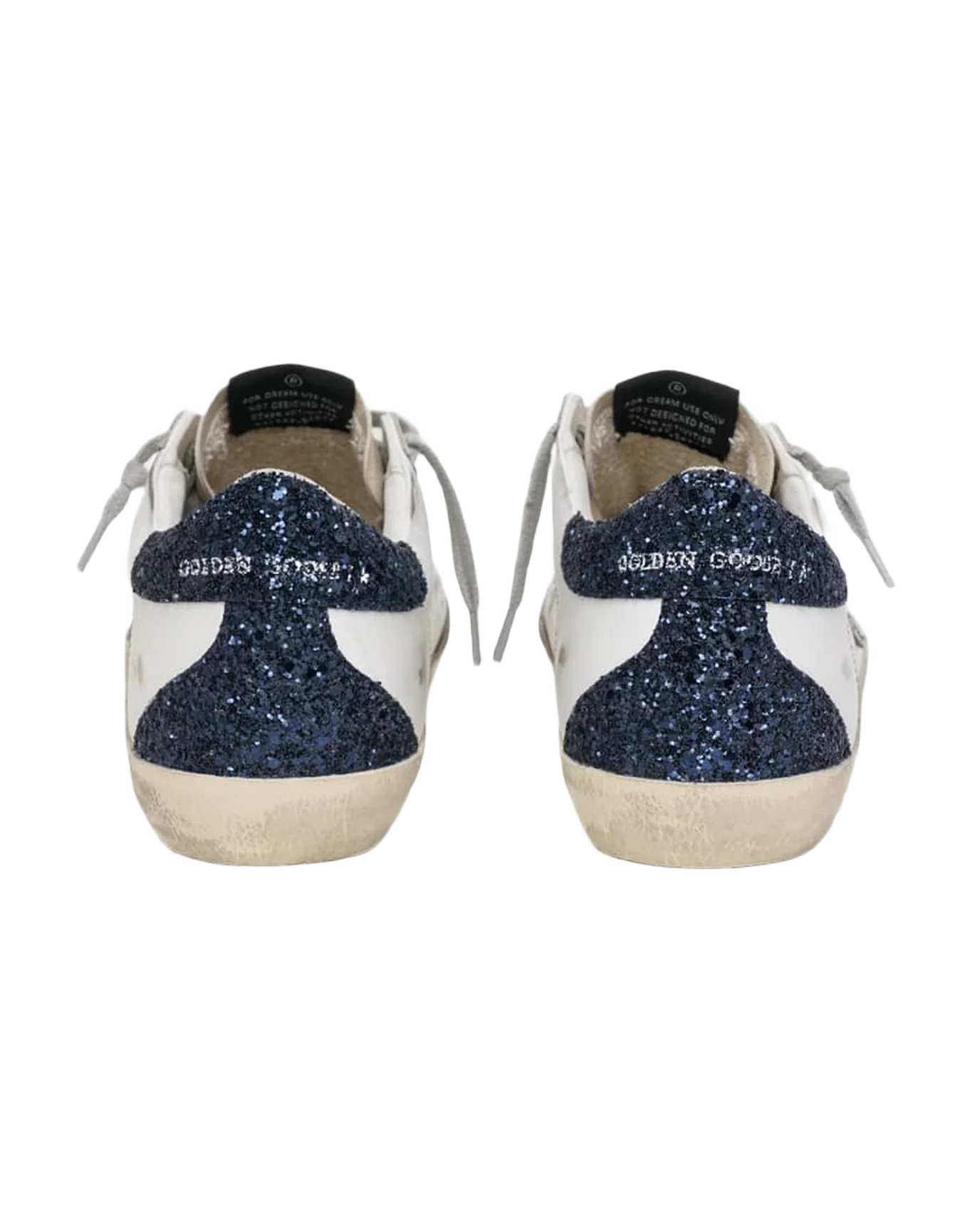 Women | Super-Star Sneakers with Glittery Heel Tab & Star | White x Beige x Silver x Night Blue - Image 5