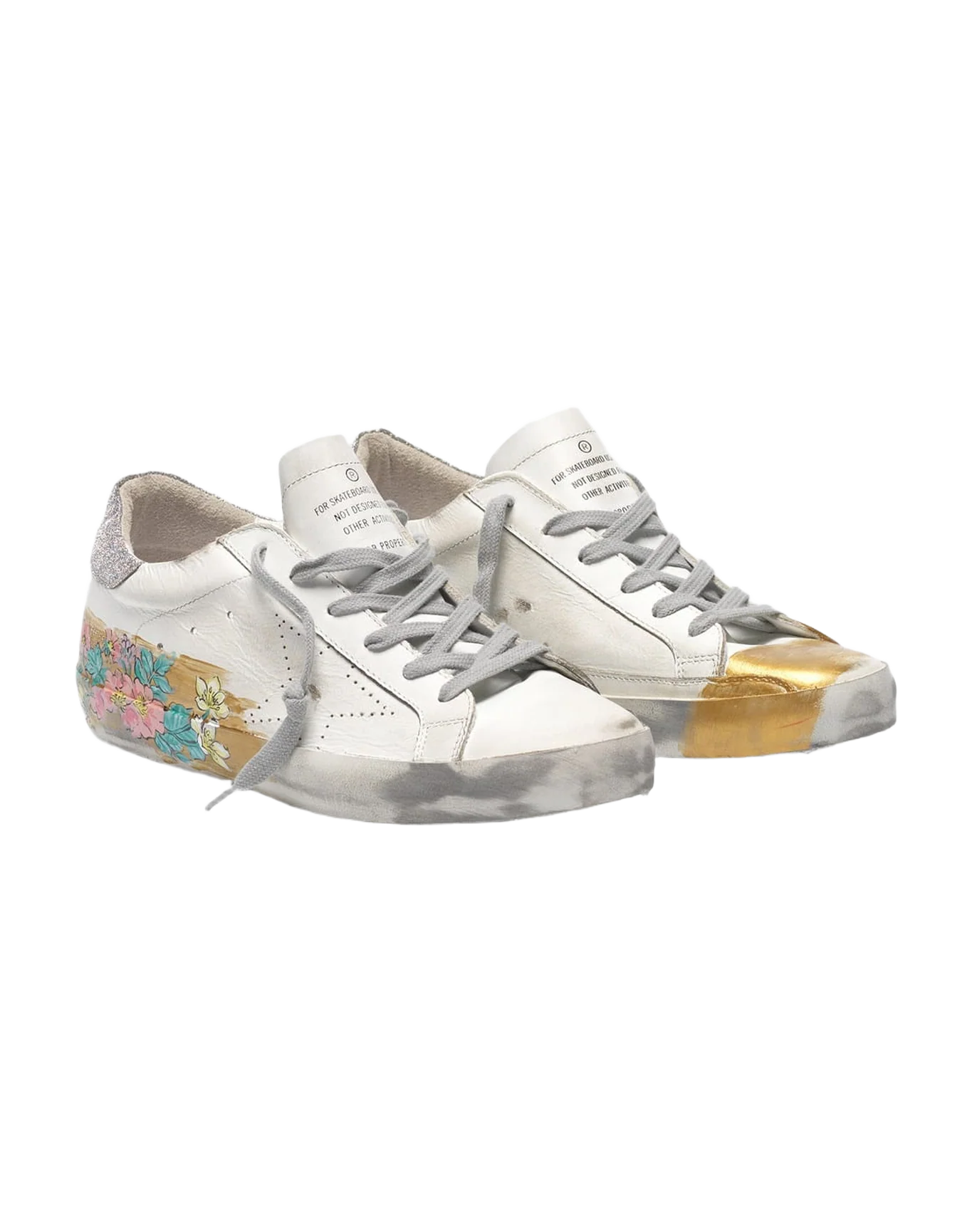 Women | Super-Star Sneakers with Gold Varnish & Hand-Painted Details - Image 2