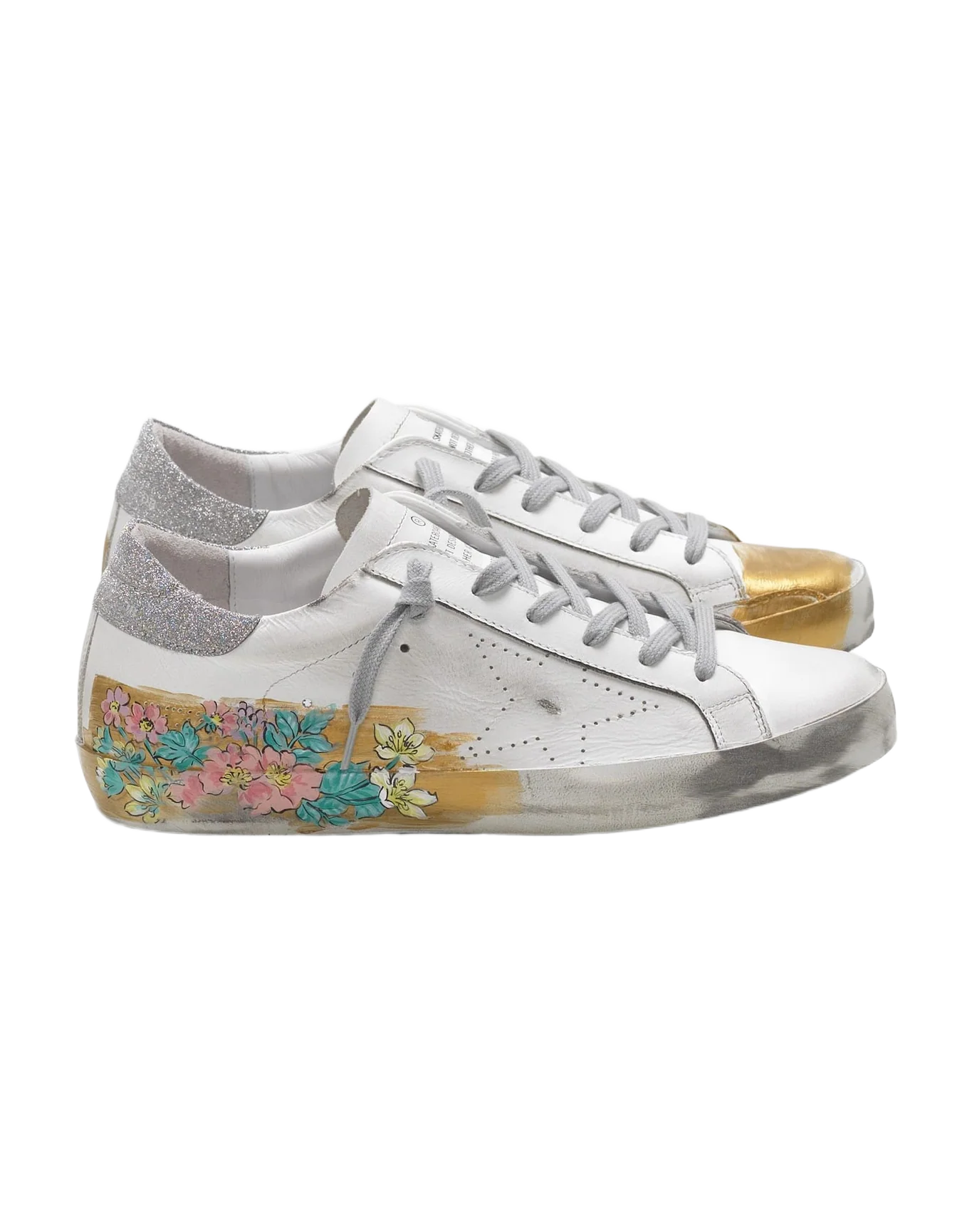 Women | Super-Star Sneakers with Gold Varnish & Hand-Painted Details - Image 4
