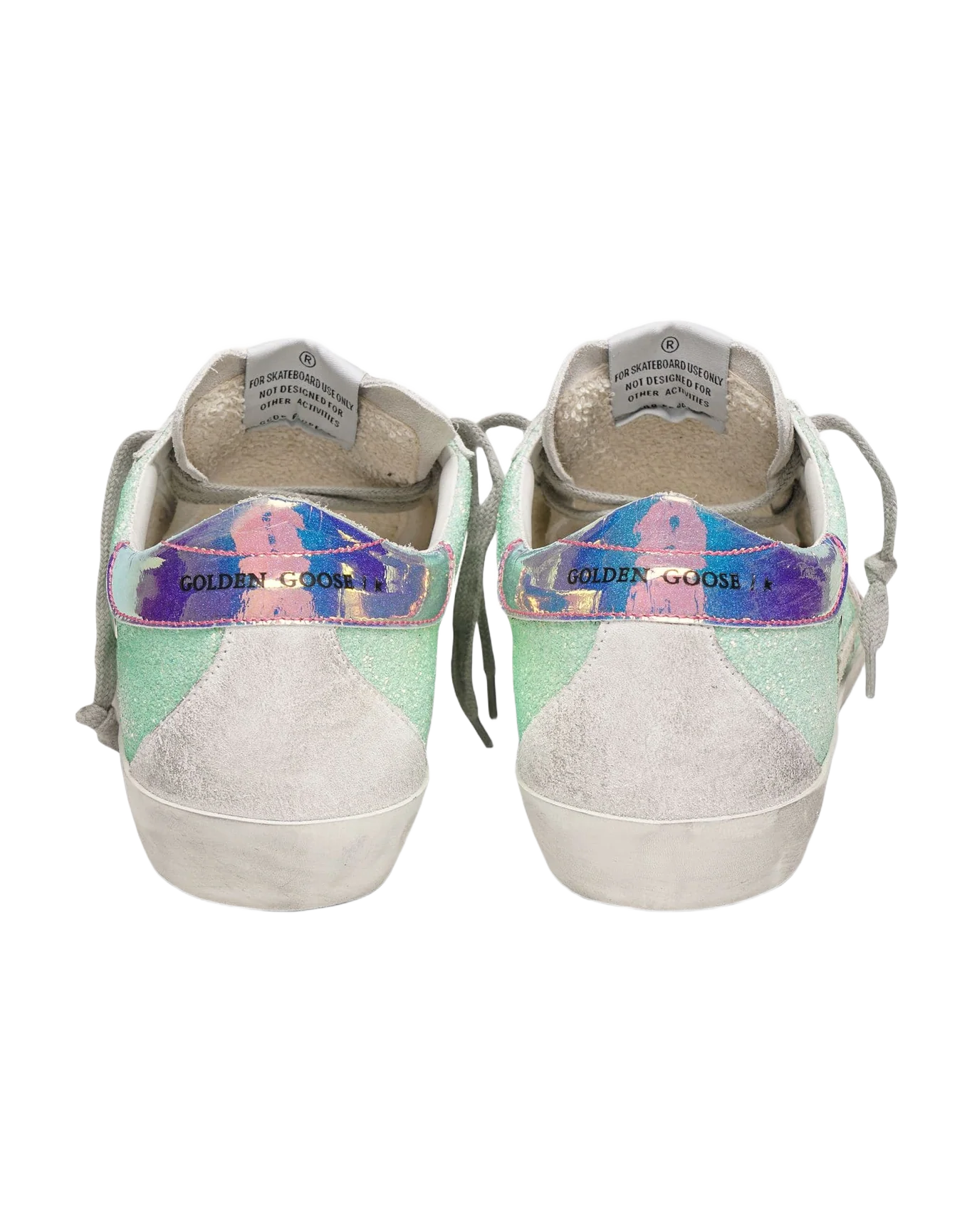 Women | Super-Star Sneakers with Green Glitter & Chrome Heel Tab - Image 3