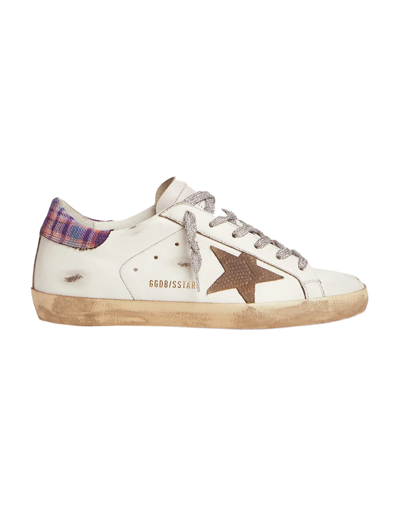 Women | Super-Star Sneakers with Jacquard Heel Tab & Snake-Print Suede Star | White x Beige x Multicolor - Image 3