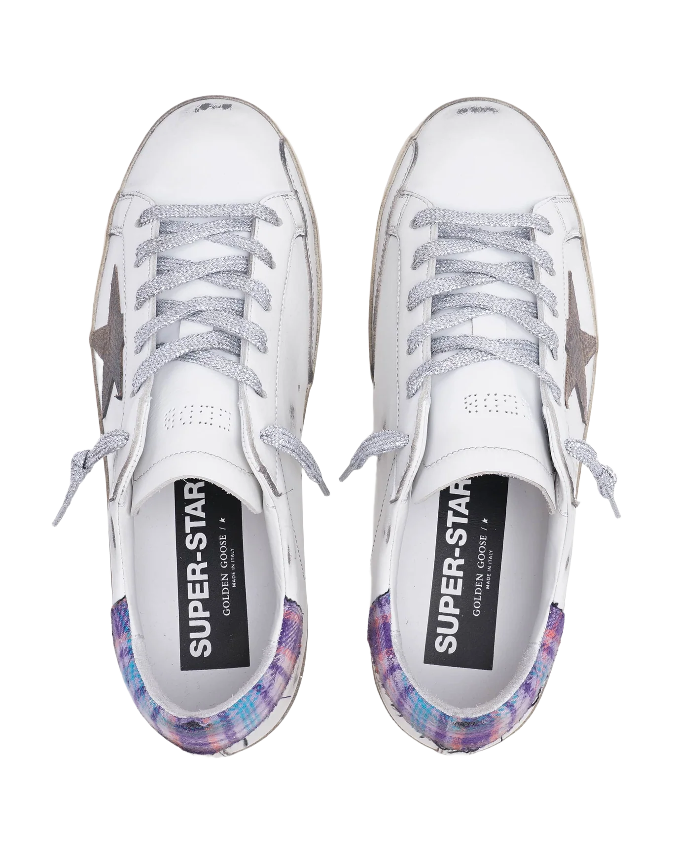 Women | Super-Star Sneakers with Jacquard Heel Tab & Snake-Print Suede Star | White x Beige x Multicolor - Image 4