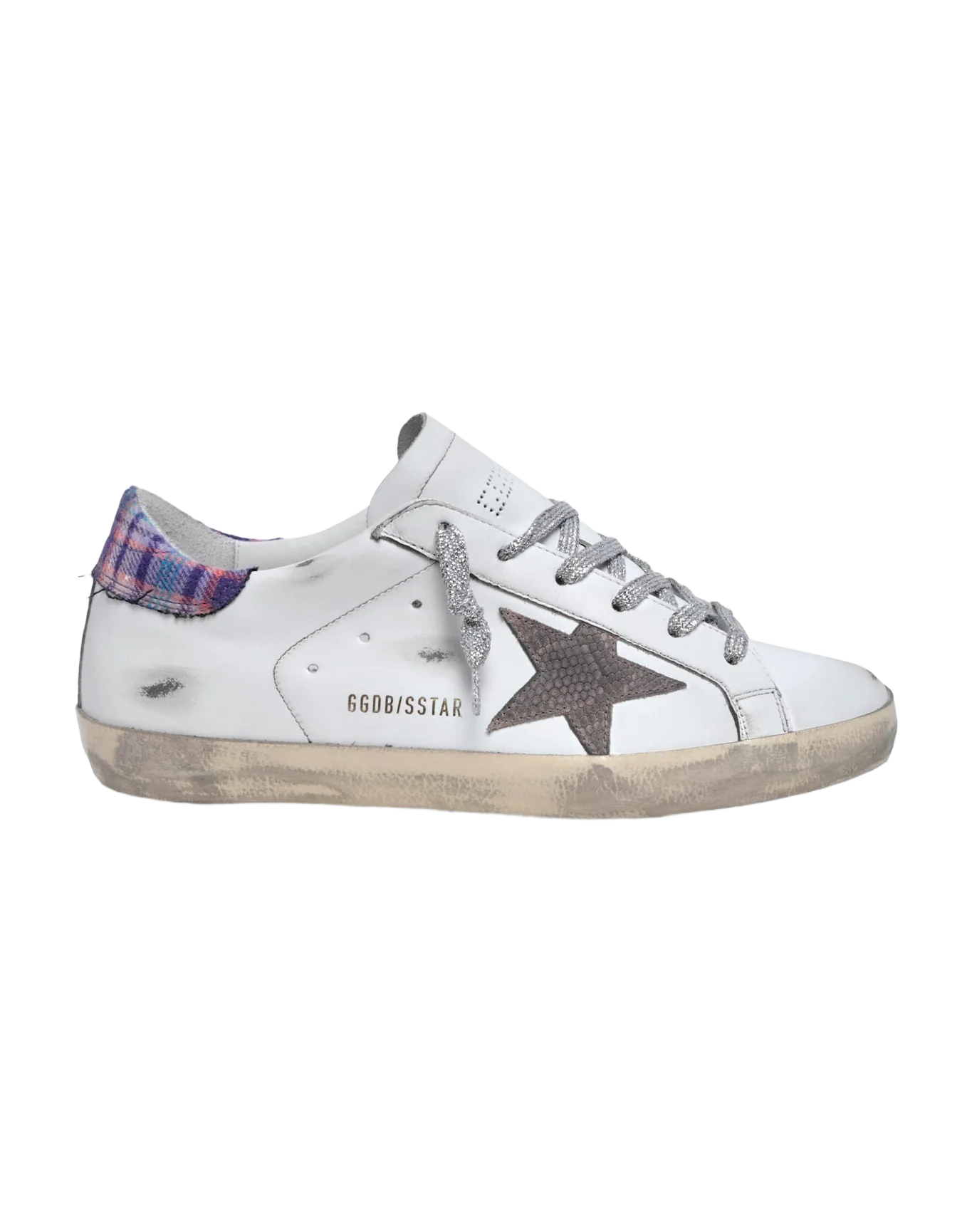 Women | Super-Star Sneakers with Jacquard Heel Tab & Snake-Print Suede Star | White x Beige x Multicolor - Image 5