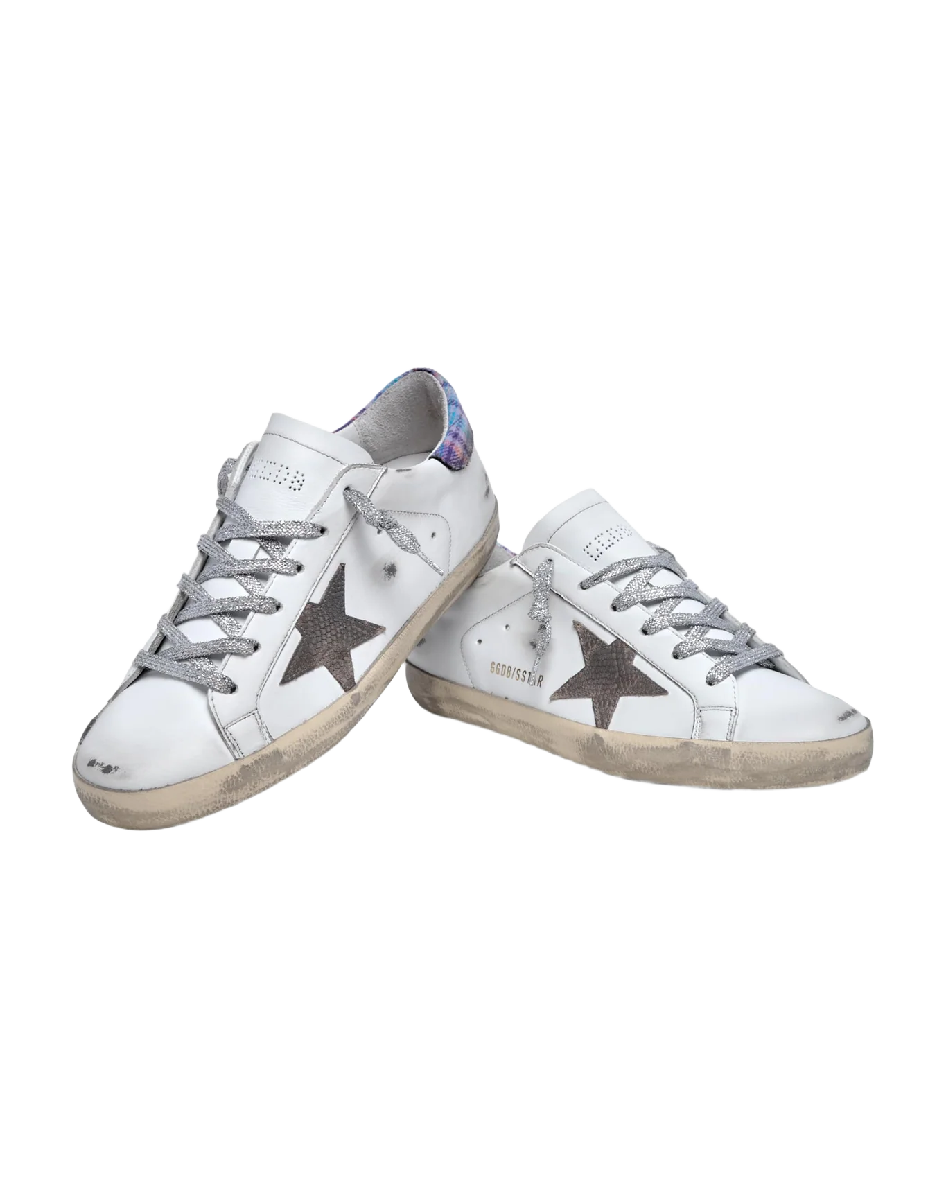 Women | Super-Star Sneakers with Jacquard Heel Tab & Snake-Print Suede Star | White x Beige x Multicolor - Image 7