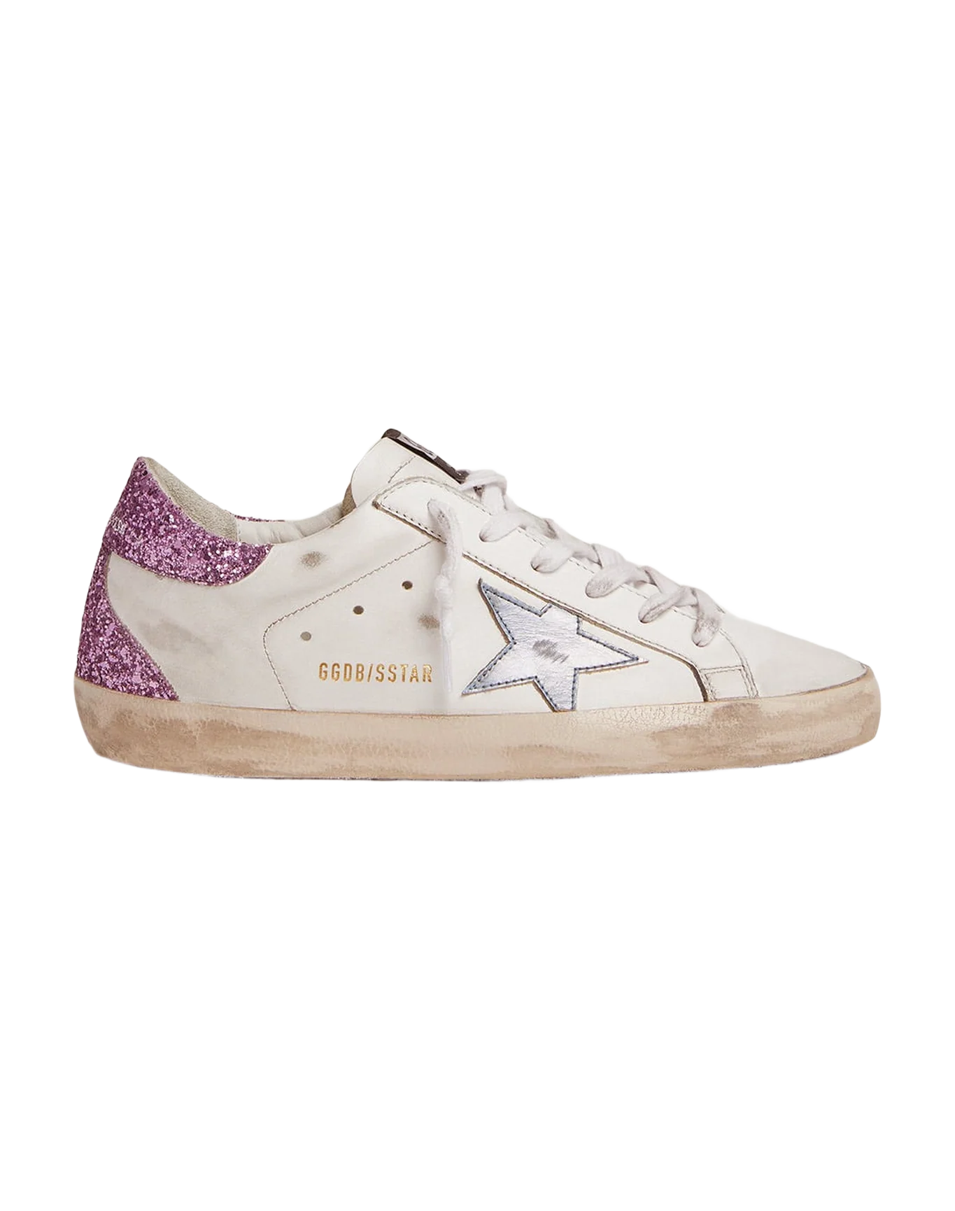 Women | Super-Star Sneakers with Lavender Glitter Heel Tab & Light Blue Star | White x Sky x Lavander - Image 7