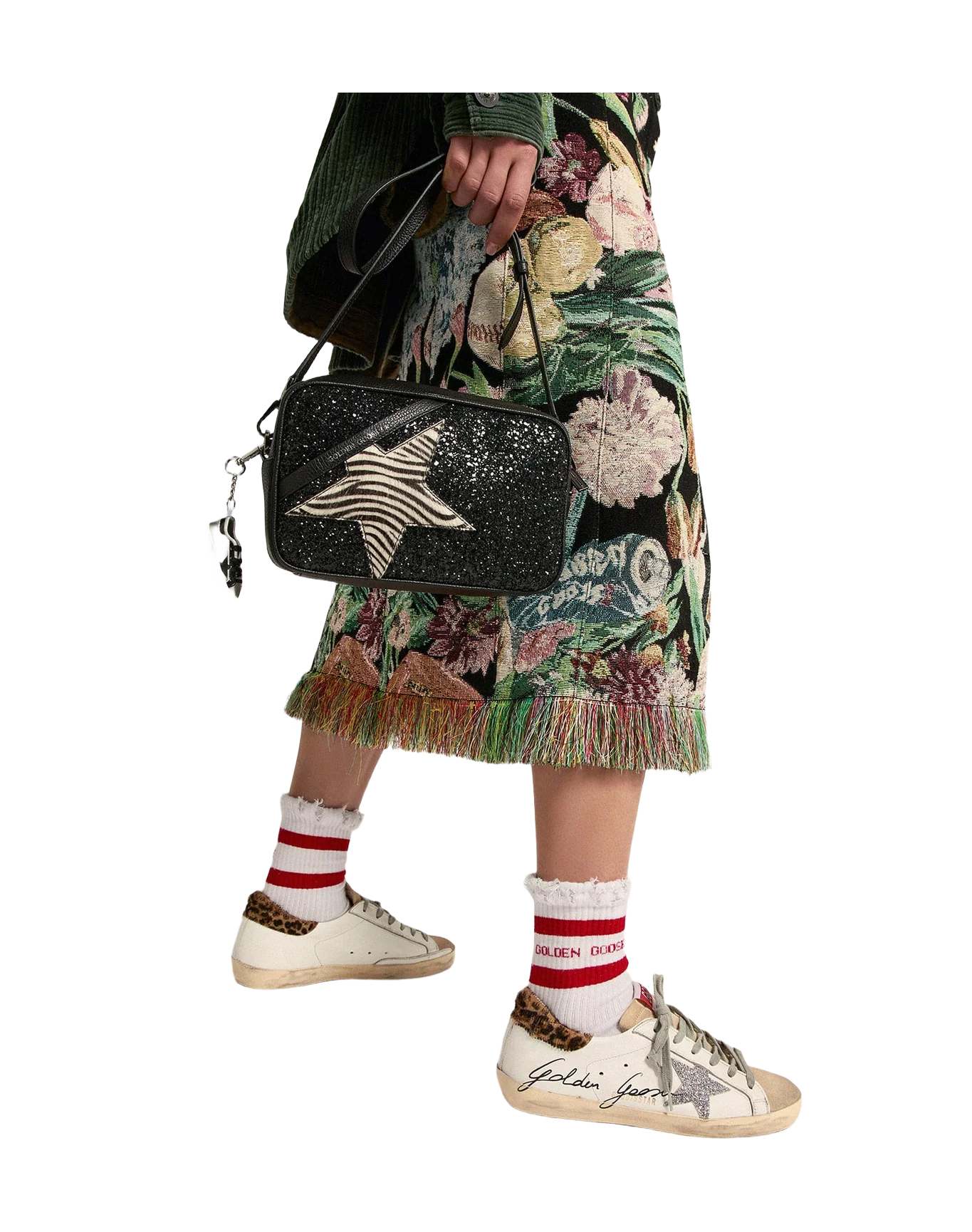 Women | Super-Star Sneakers with Leopard-Print Pony Skin Heel Tab & Swarovski Star | White x Beige x Silver x Beige Brown Leo - Image 4