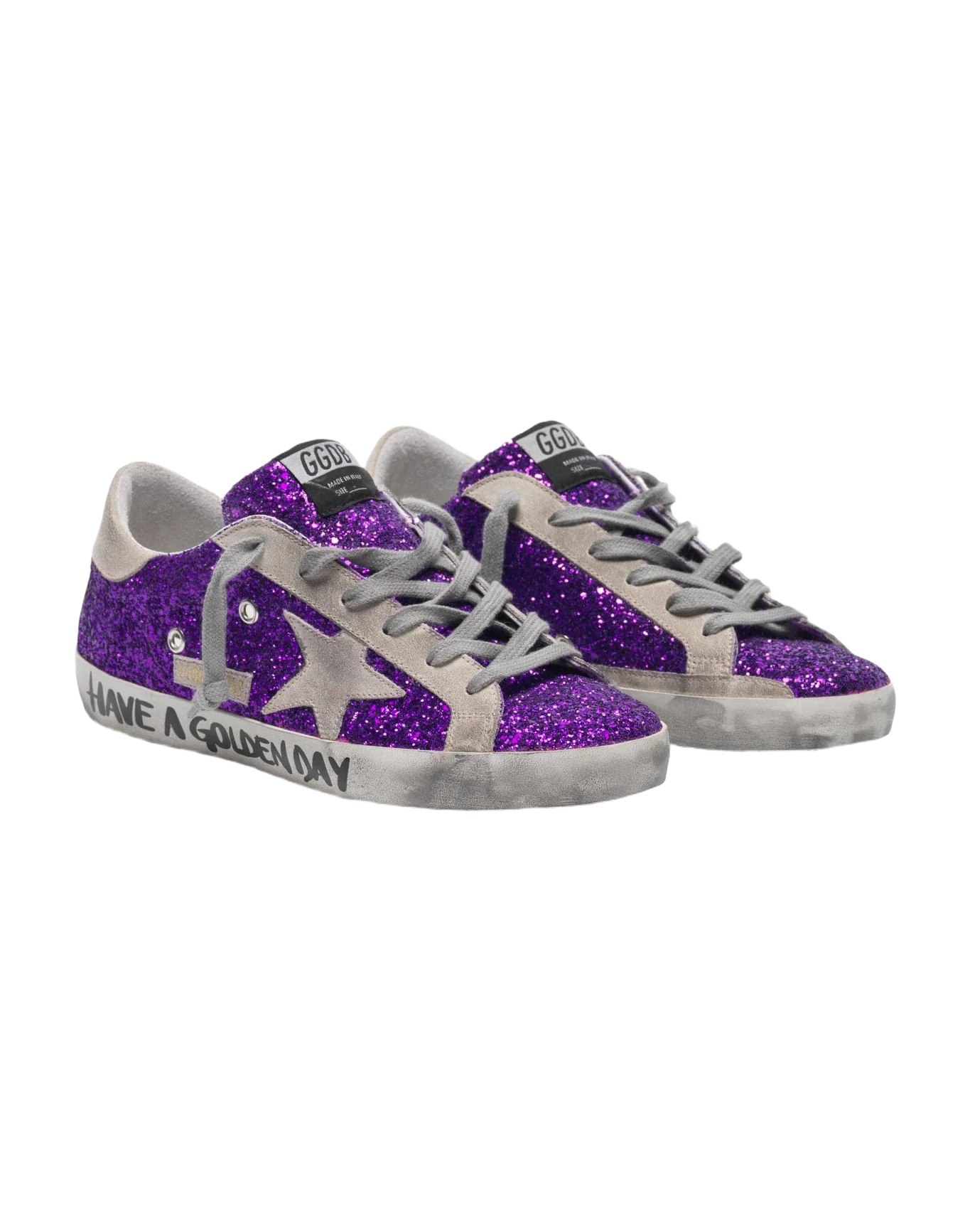 Women | Super-Star Sneakers with Purple Glitter & Lettering On The Foxing - Image 6