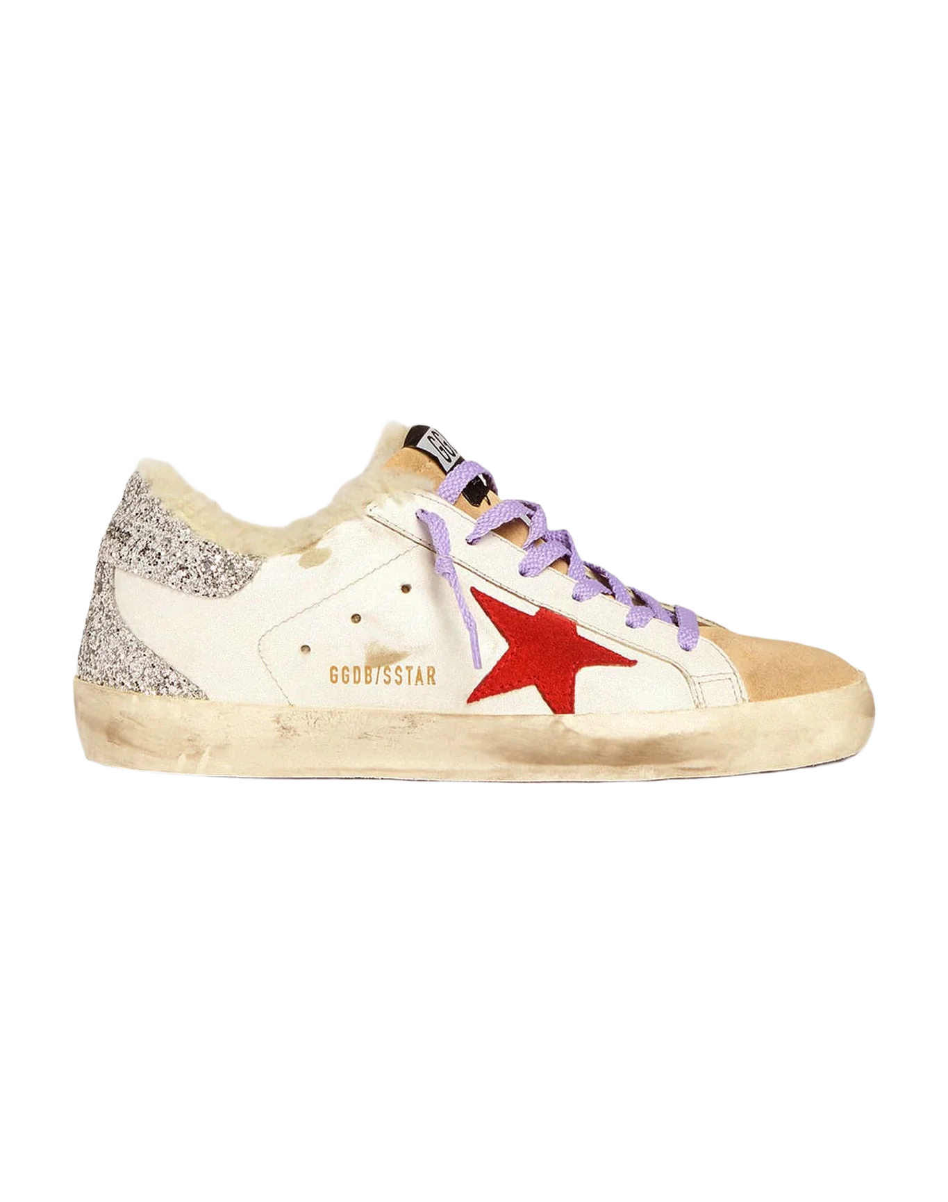 Women | Super-Star Sneakers with Shearling Lining & Red Suede Star | White x Red x Silver x Cappuccino - Image 3