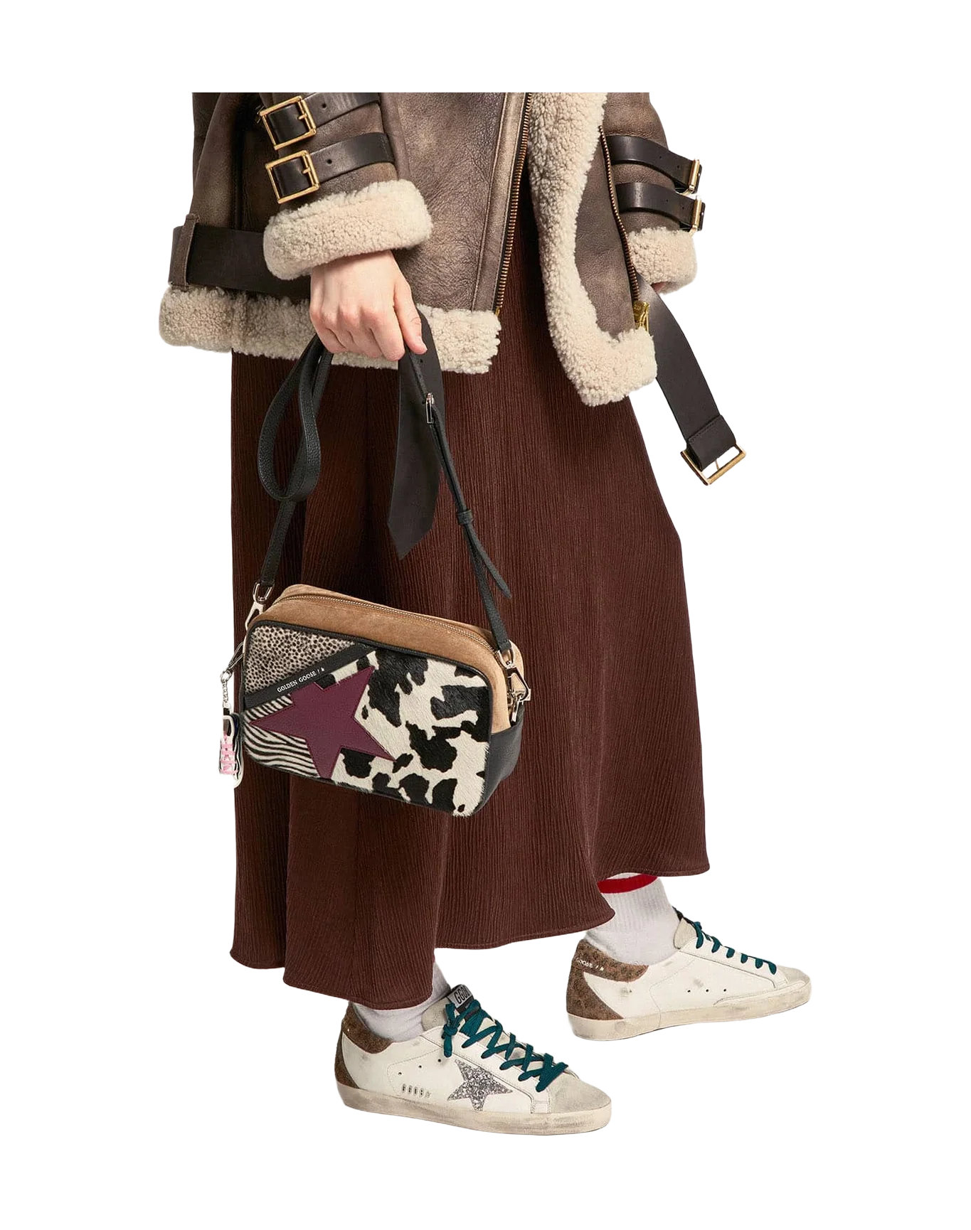 Women | Super-Star Sneakers with Silver Glitter Star & Leopard-Print Suede Heel Tab | White x Silver x Ice x Beige Brown Black - Image 7