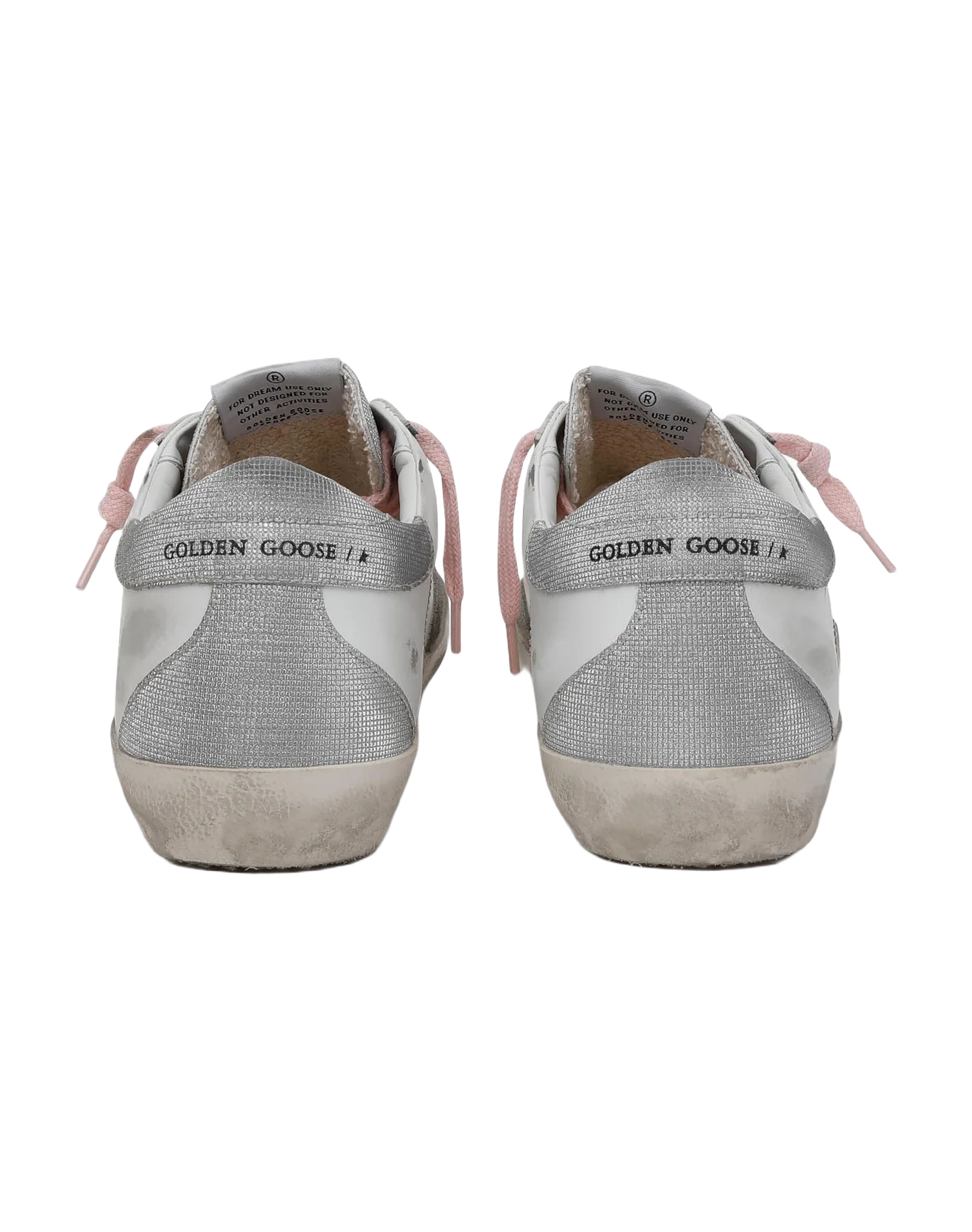 Women | Super-Star Sneakers with Silver Glitter Tongue & Heel Tab with Checkered Pattern | White x Silver - Image 2