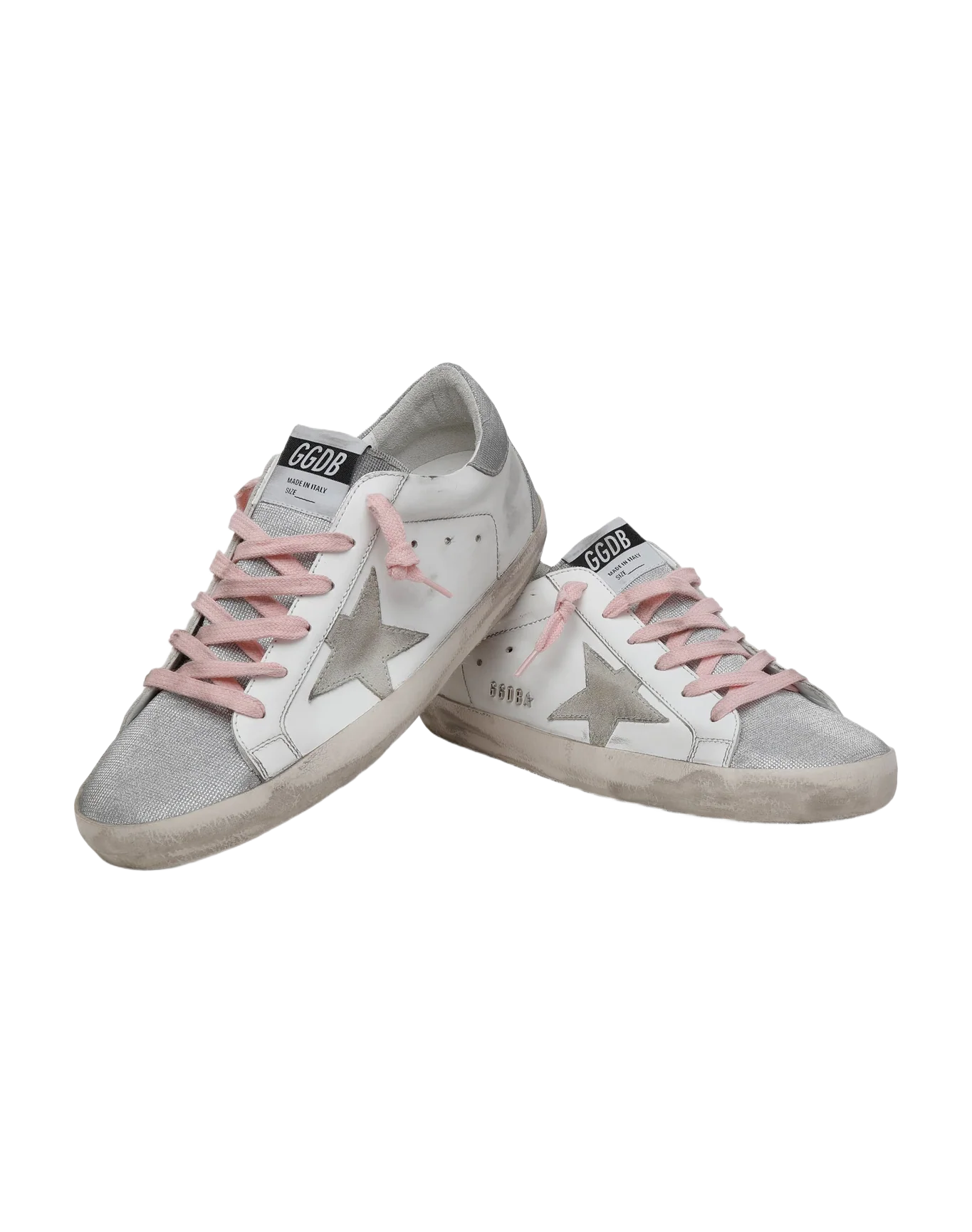 Women | Super-Star Sneakers with Silver Glitter Tongue & Heel Tab with Checkered Pattern | White x Silver - Image 6