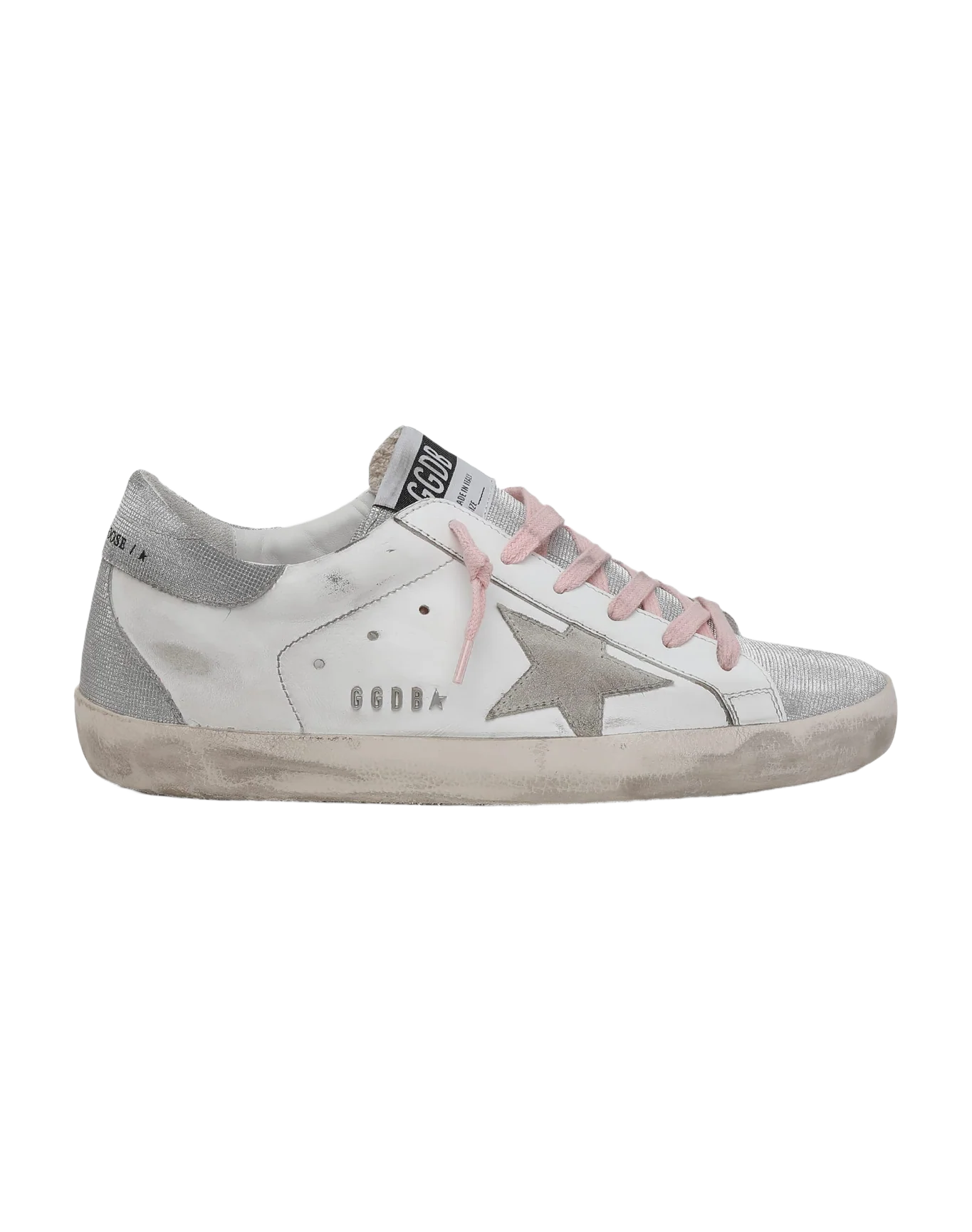 Women | Super-Star Sneakers with Silver Glitter Tongue & Heel Tab with Checkered Pattern | White x Silver - Image 8