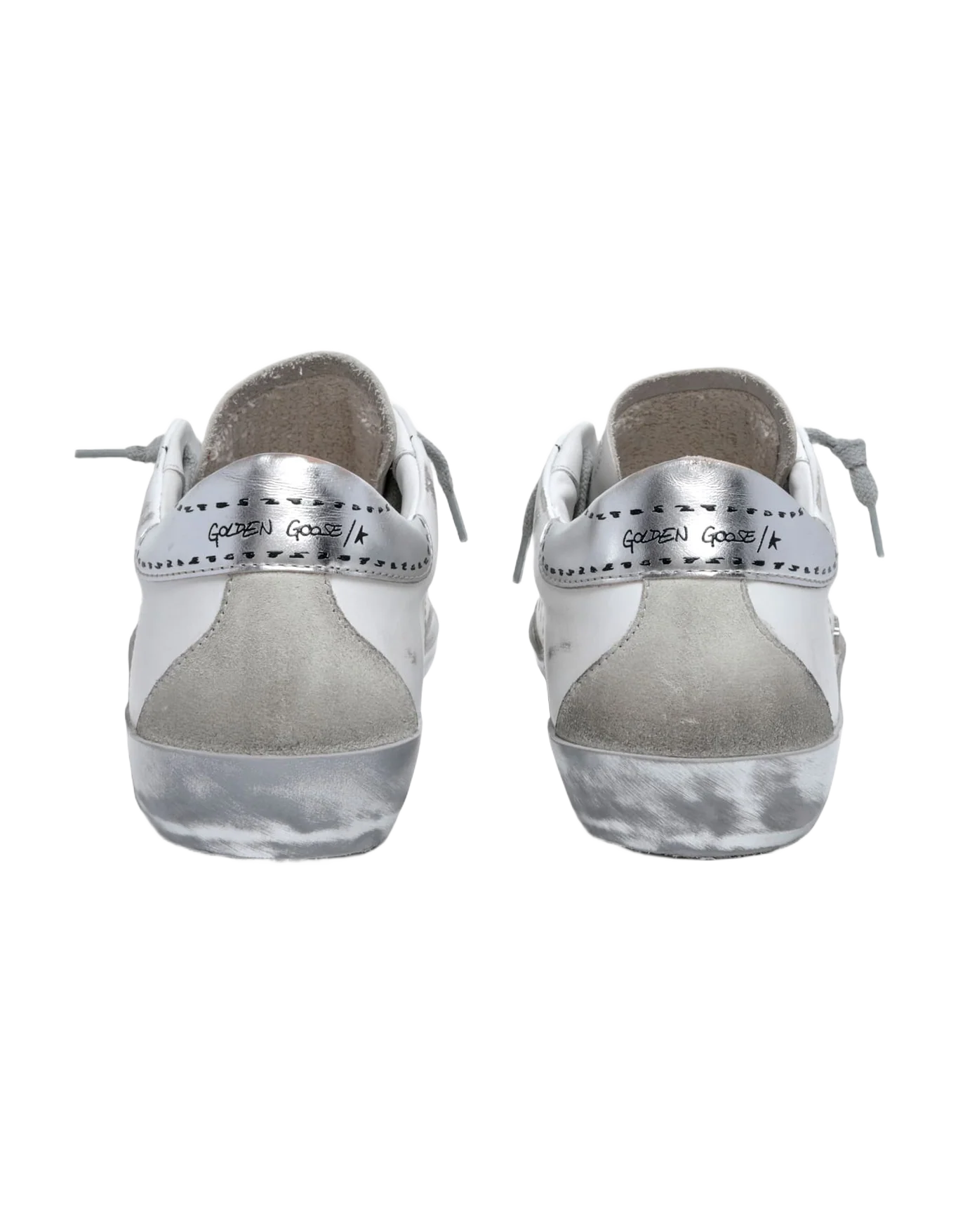 Women | Super-Star Sneakers with Silver Laminated Leather Heel Tab & Printed Detail | White x Black x Silver x Ice - Image 3