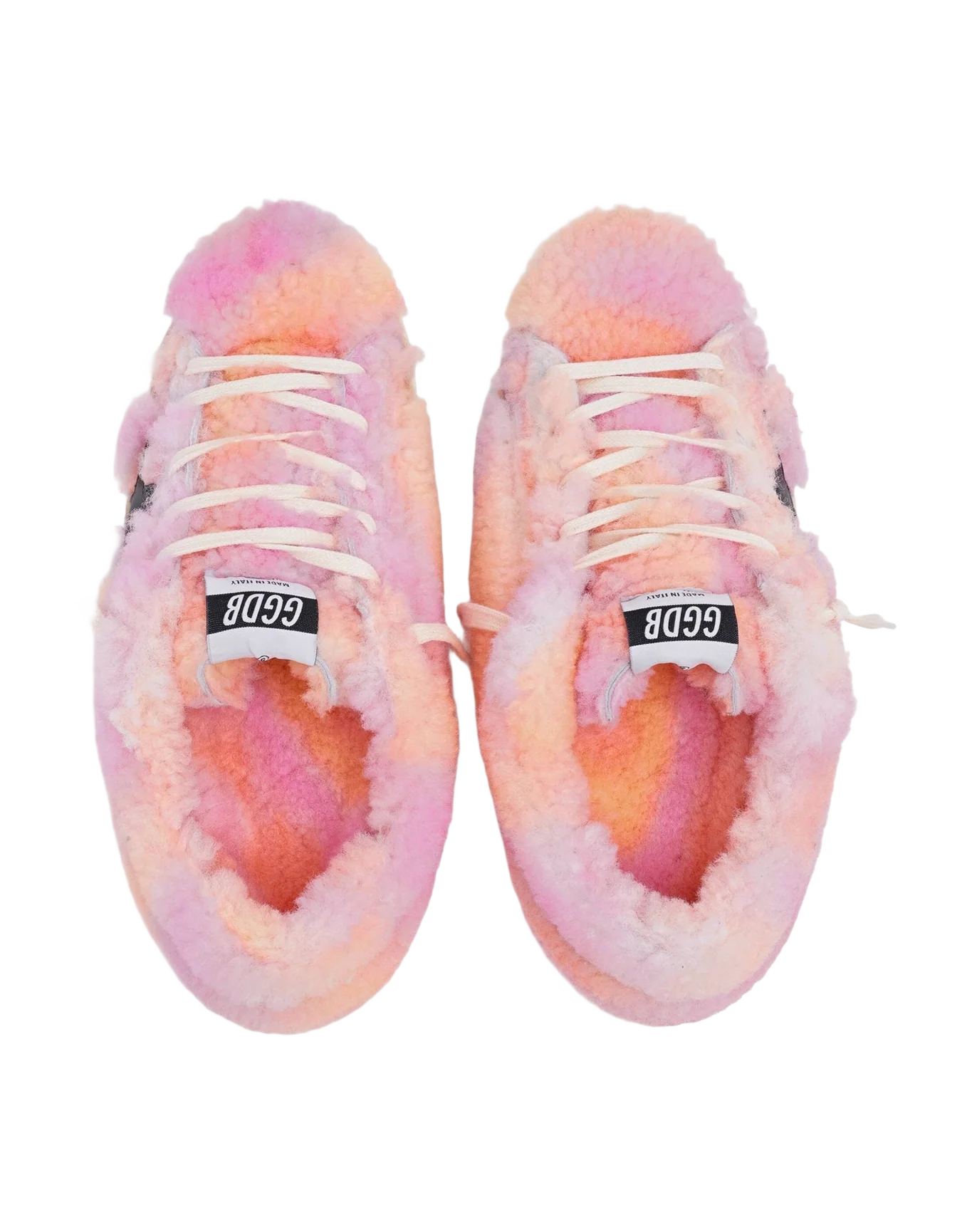 Women | Super-Star Sneakers with Upper & Lining Pink Tie-Dye Shearling | Orange Yellow Red x Black x Silver