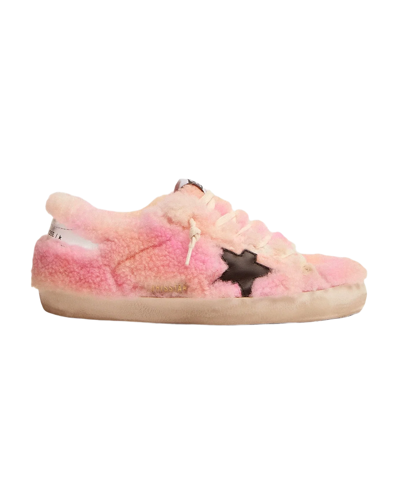 Women | Super-Star Sneakers with Upper & Lining Pink Tie-Dye Shearling | Orange Yellow Red x Black x Silver - Image 2