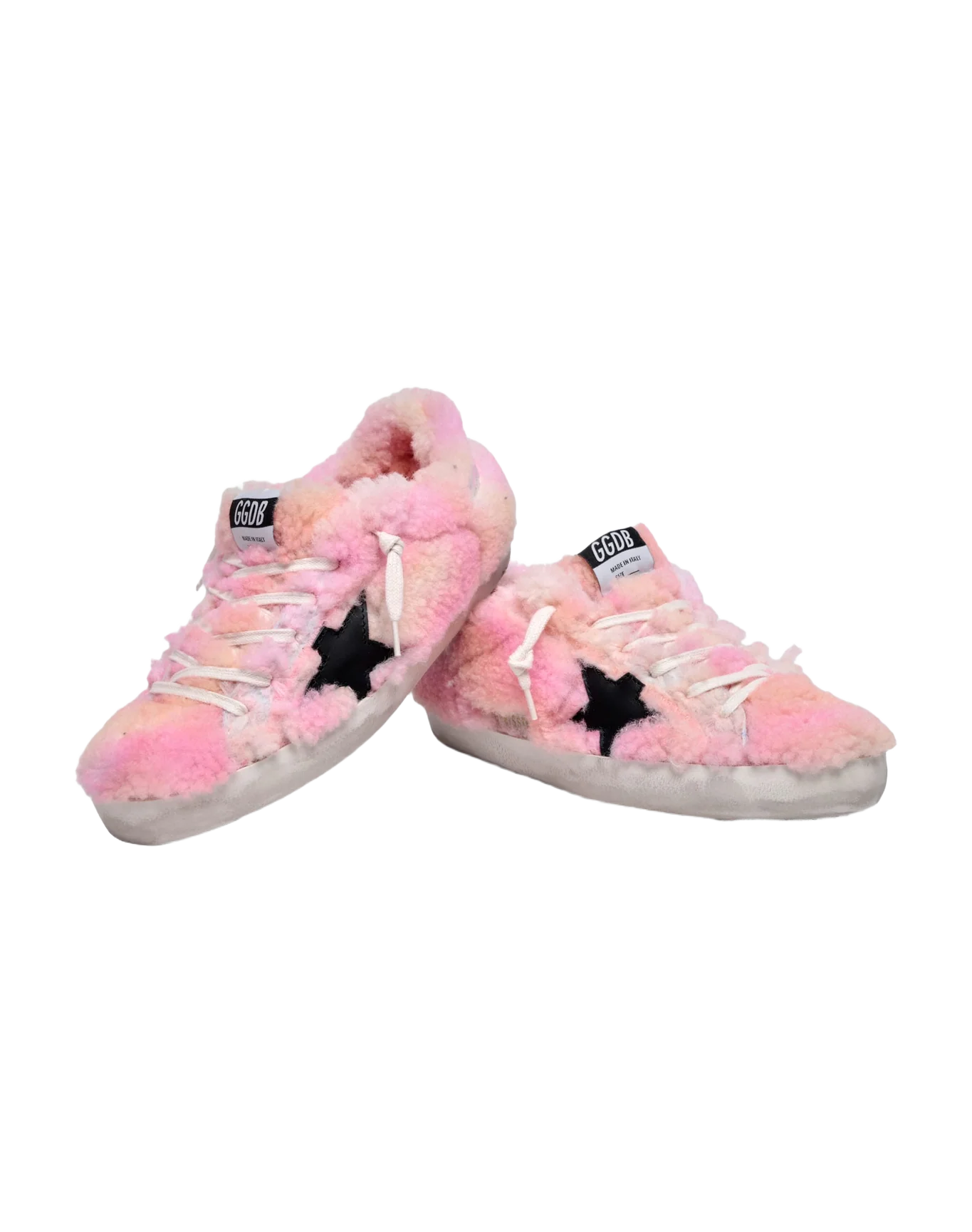 Women | Super-Star Sneakers with Upper & Lining Pink Tie-Dye Shearling | Orange Yellow Red x Black x Silver - Image 8