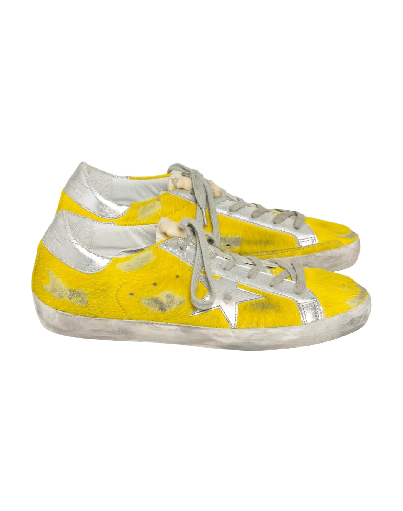 Women | Super-Star Sneakers Yellow Pony Skin with Silver Star & Heel Tab - Image 2