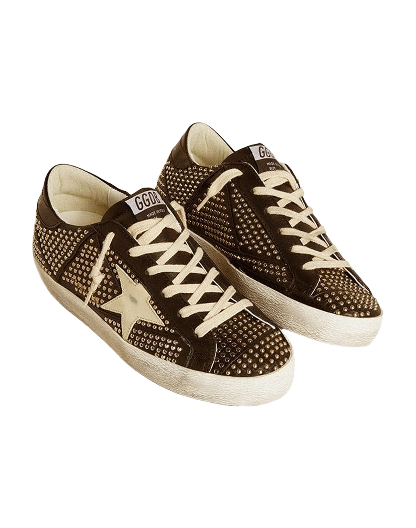 Women | Super-Star Studded Black Nappa with White Leather Star | Black x White - Image 2
