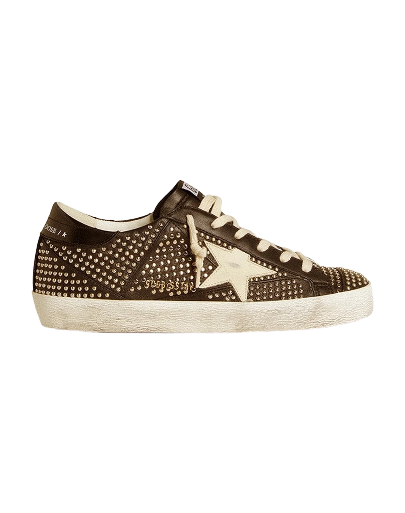 Women | Super-Star Studded Black Nappa with White Leather Star | Black x White - Image 5