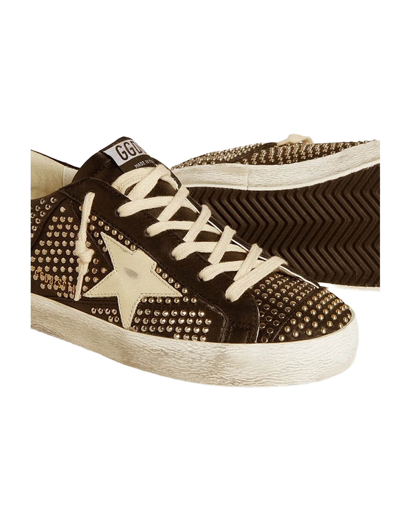Women | Super-Star Studded Black Nappa with White Leather Star | Black x White - Image 7