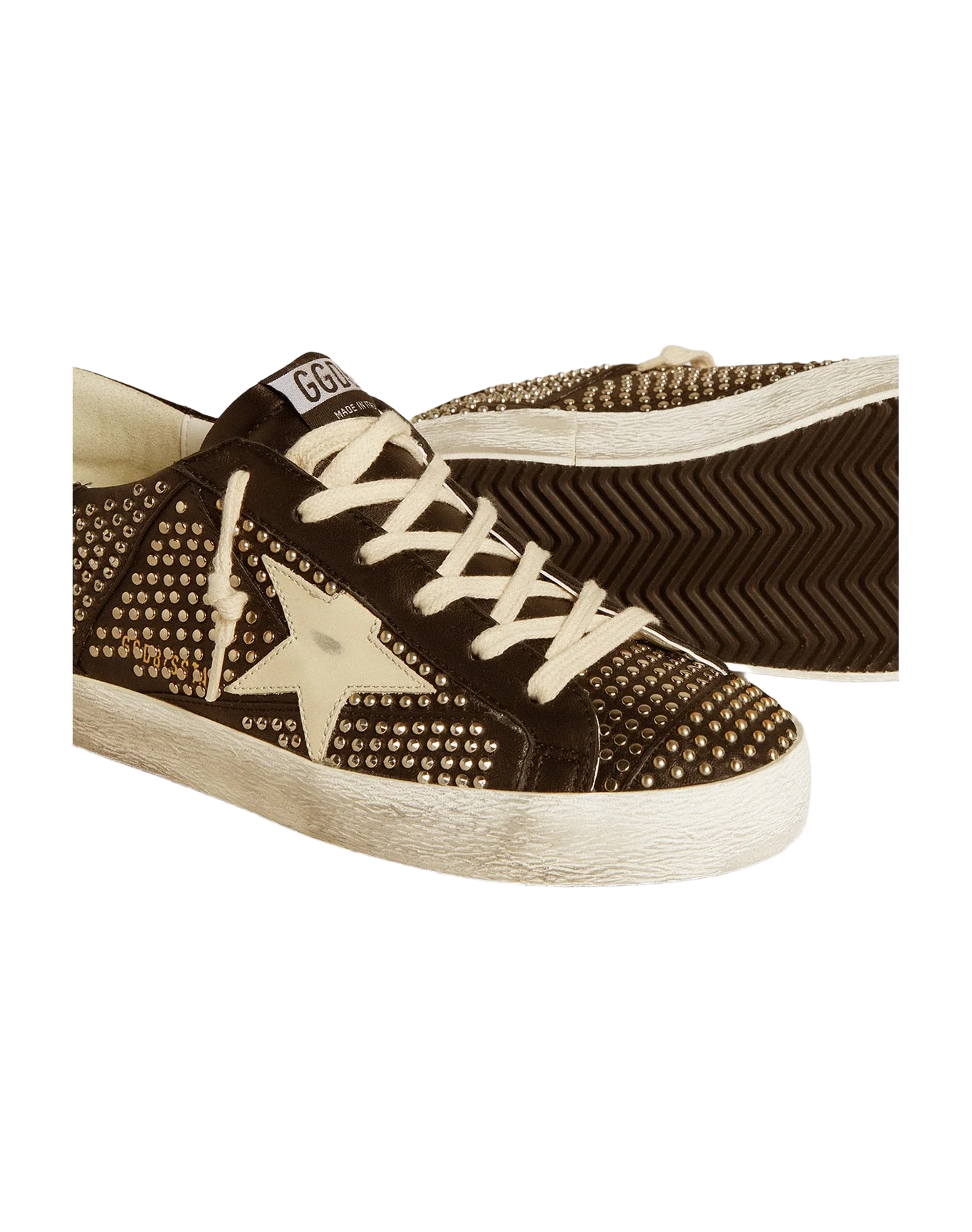 Women | Super-Star Studded Black Nappa with White Leather Star | Black x White - Image 9