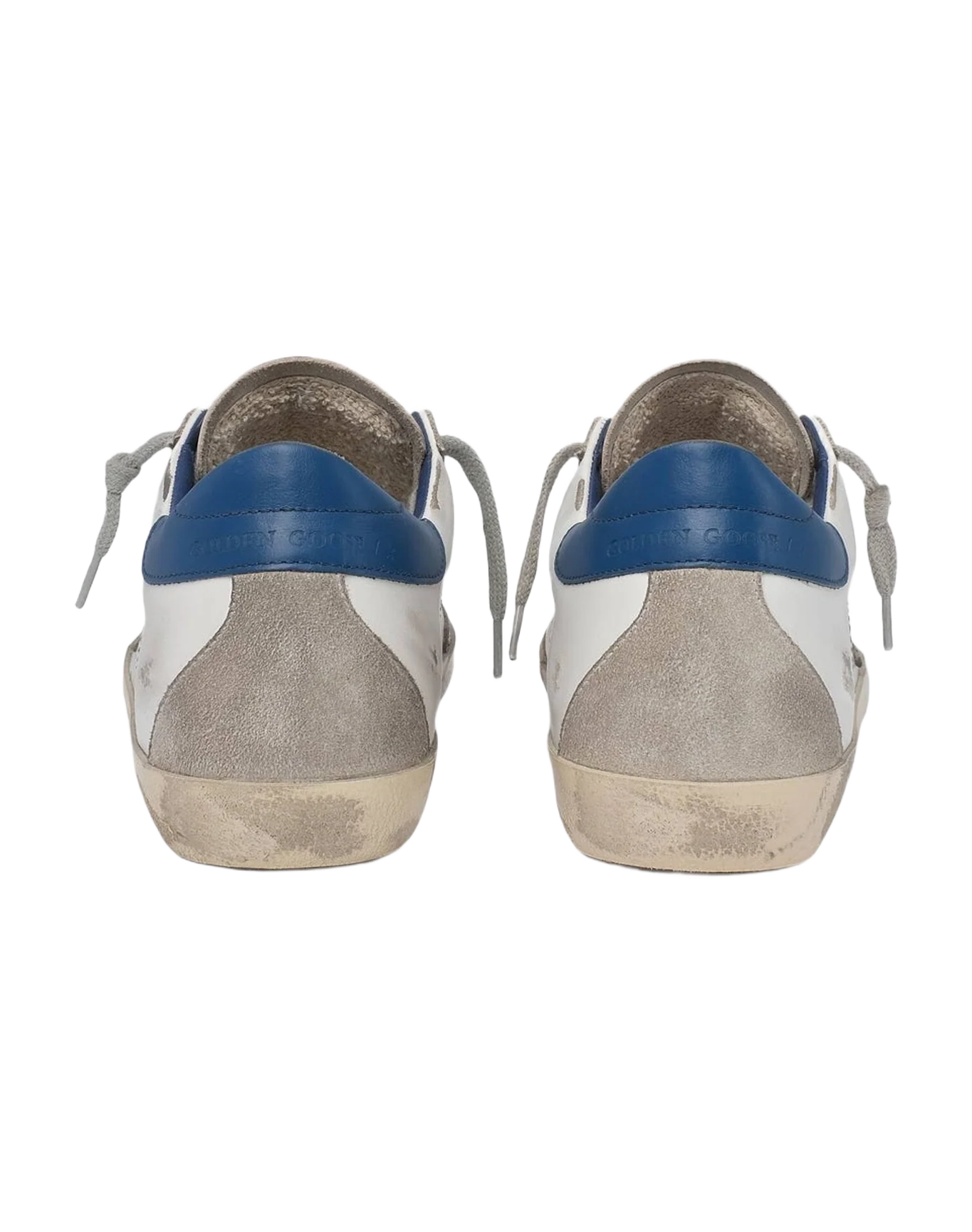 Women | Super-Star White Leather & Ice Suede with Blue Heel Tab | White x Ice x Blue