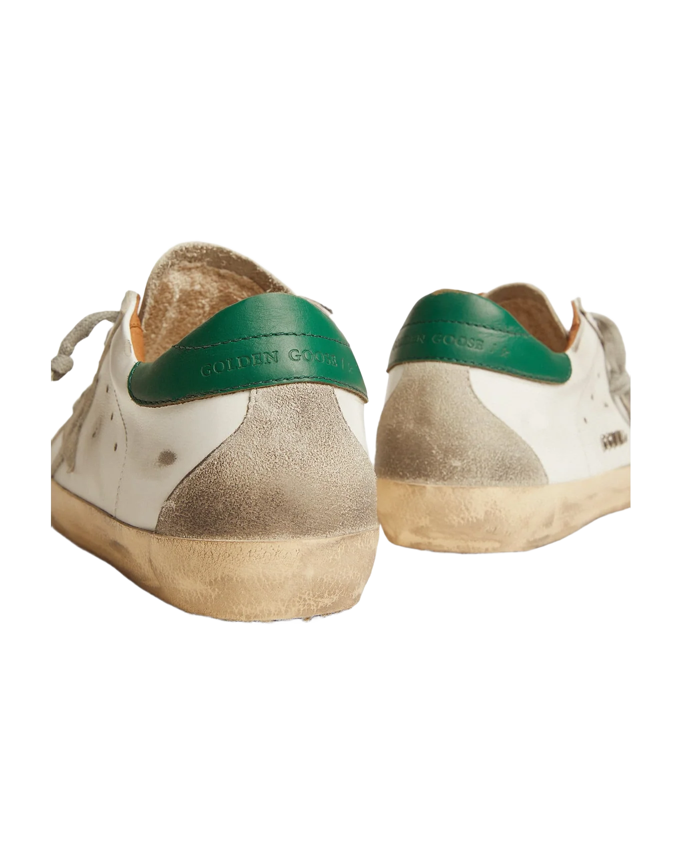 Women | Super-Star White Leather & Ice Suede with Green Heel Tab | White x Ice x Green - Image 4