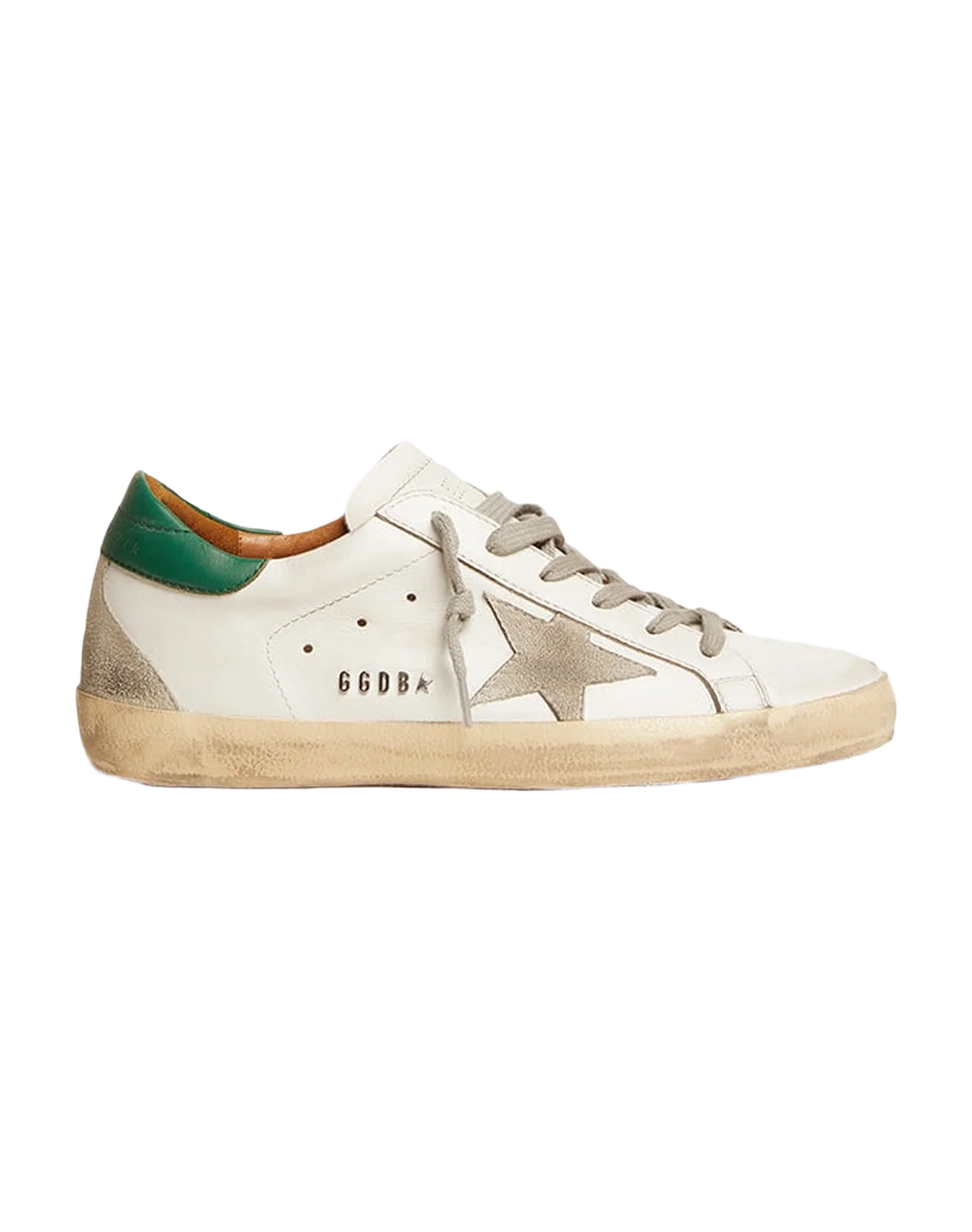 Women | Super-Star White Leather & Ice Suede with Green Heel Tab | White x Ice x Green - Image 5